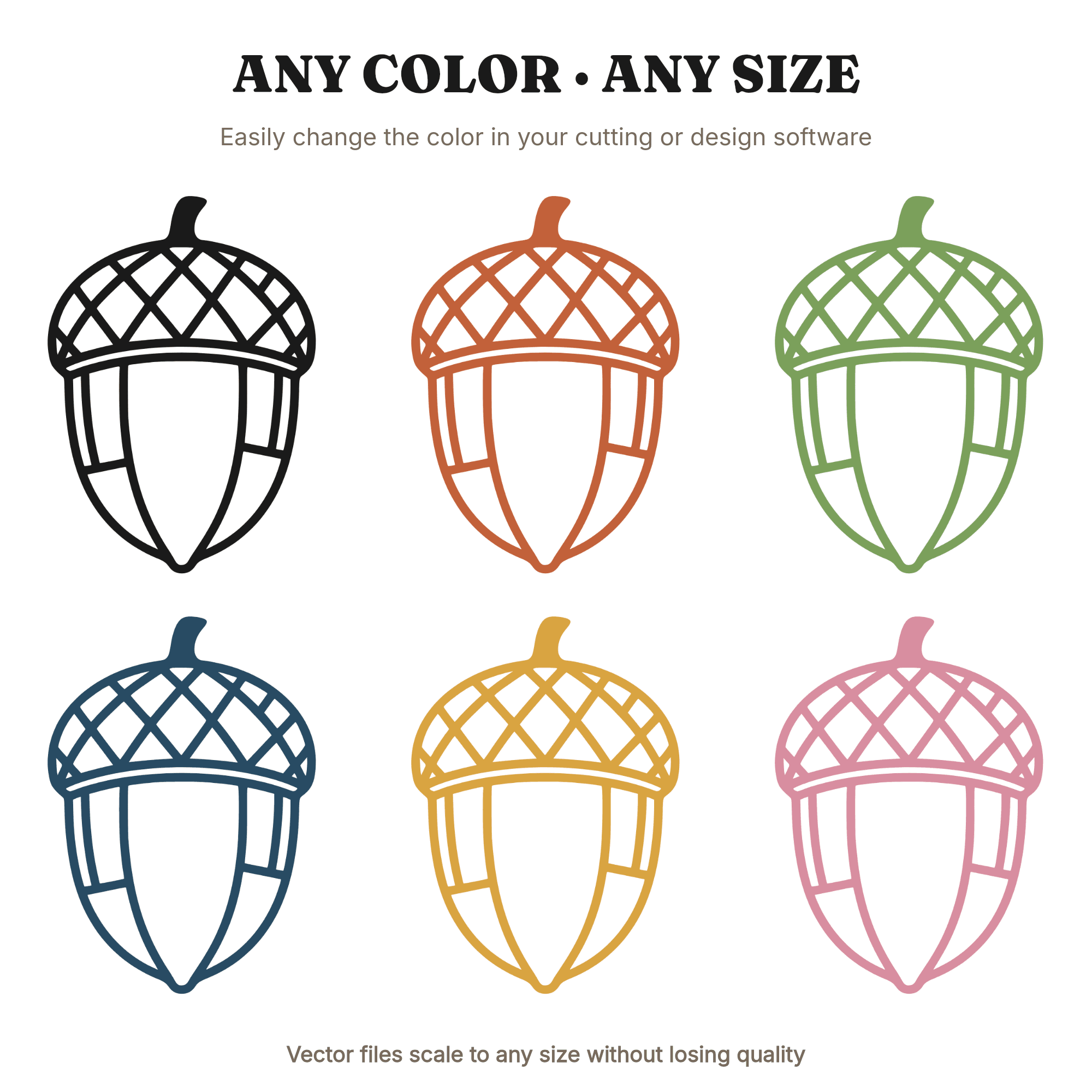 Geometric Stained Glass Acorn SVG PNG Autumn Harvest Scandinavian Line Art Cut File, view 2
