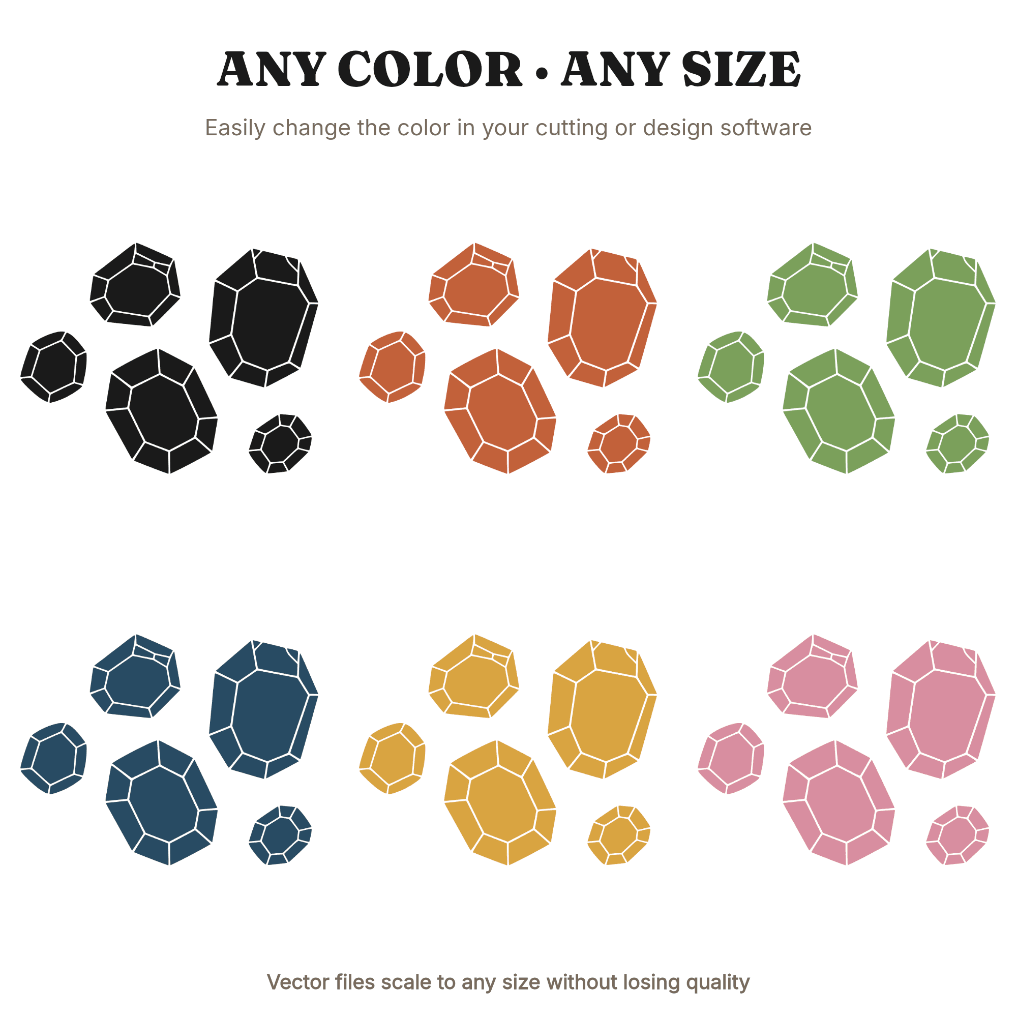 Mystic Crystal Scatter SVG PNG, Raw Gemstone Cut File, Celestial Uncut Stone Clipart Design, view 2