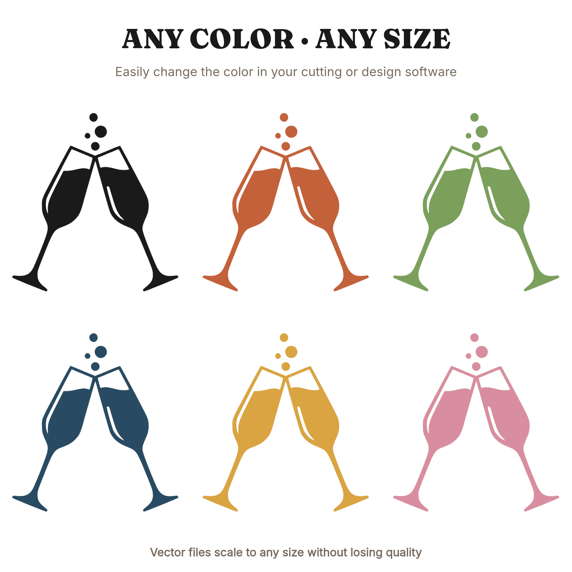 Champagne Toast SVG PNG, Elegant Champagne Flutes Silhouette, Wedding Toast SVG Cut File, view 2
