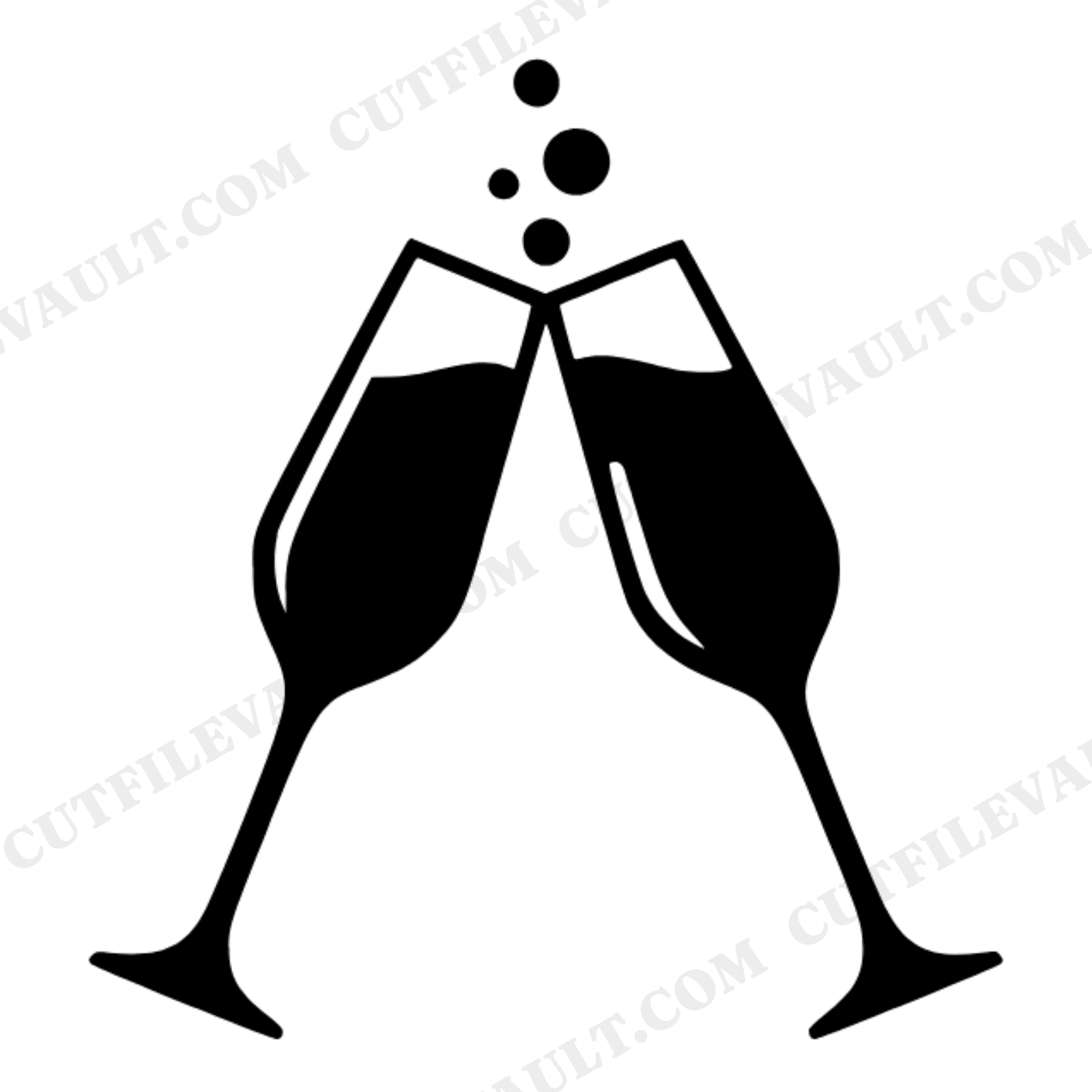 Champagne Toast SVG PNG, Elegant Champagne Flutes Silhouette, Wedding Toast SVG Cut File, view 1