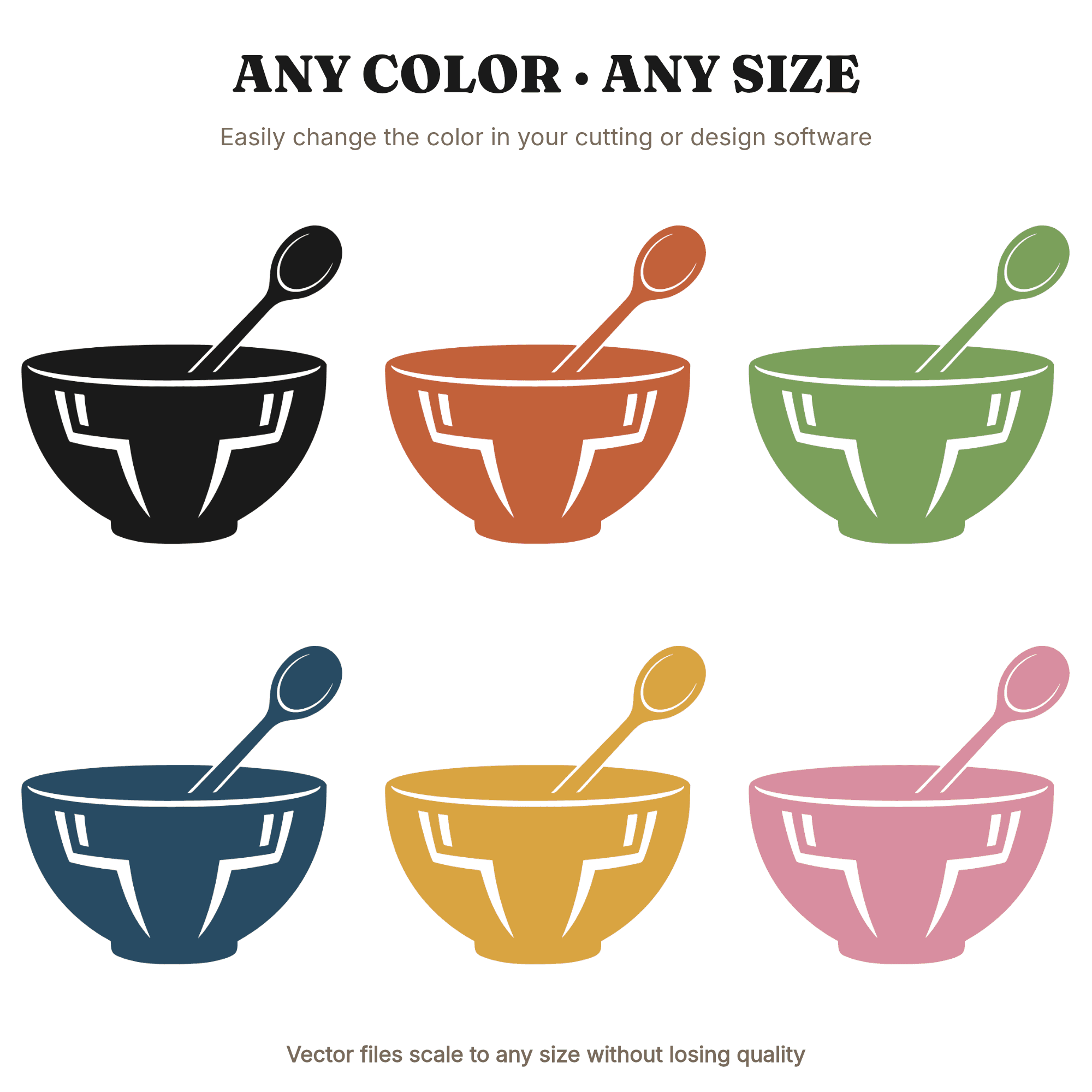 Art Deco Mixing Bowl SVG PNG, Wooden Spoon Fiesta Cooking Cut File, Cinco de Mayo Party Decor, view 2