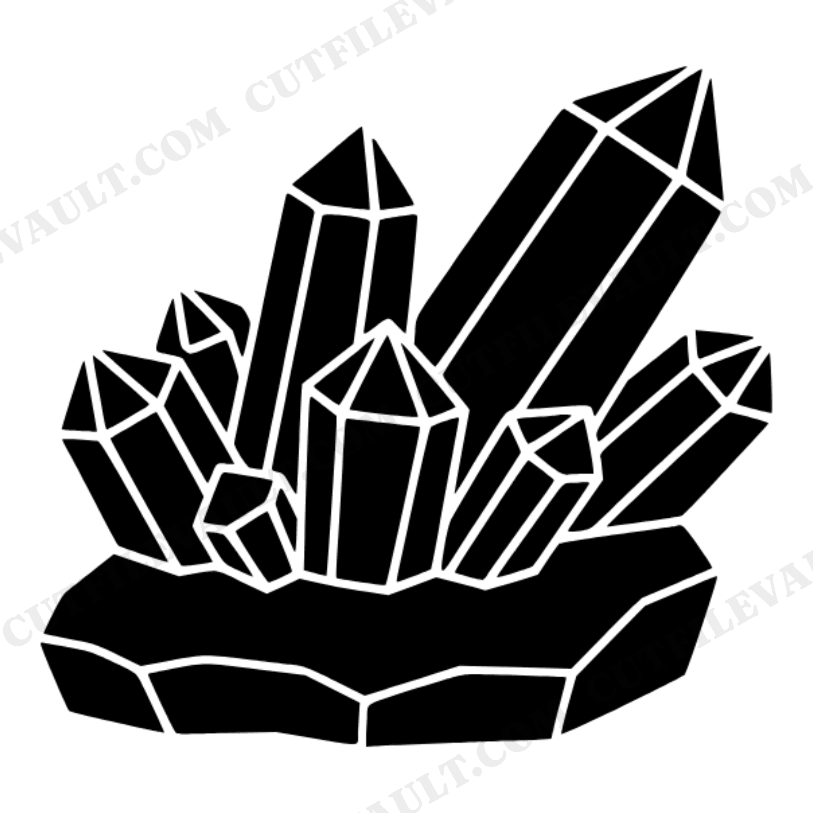 Amethyst Crystal Cluster SVG PNG, Diagonal Folk Art Line Art, Scandinavian Mineral Design Cut File, view 1