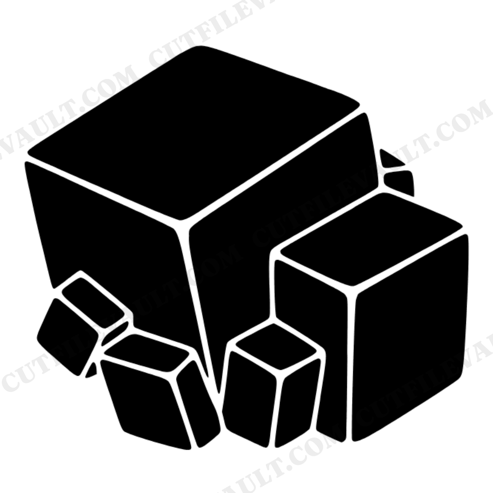 Geometric Pyrite Cube Cluster SVG PNG Halloween Mineral Crystal Cut File Mid Century Design, view 1