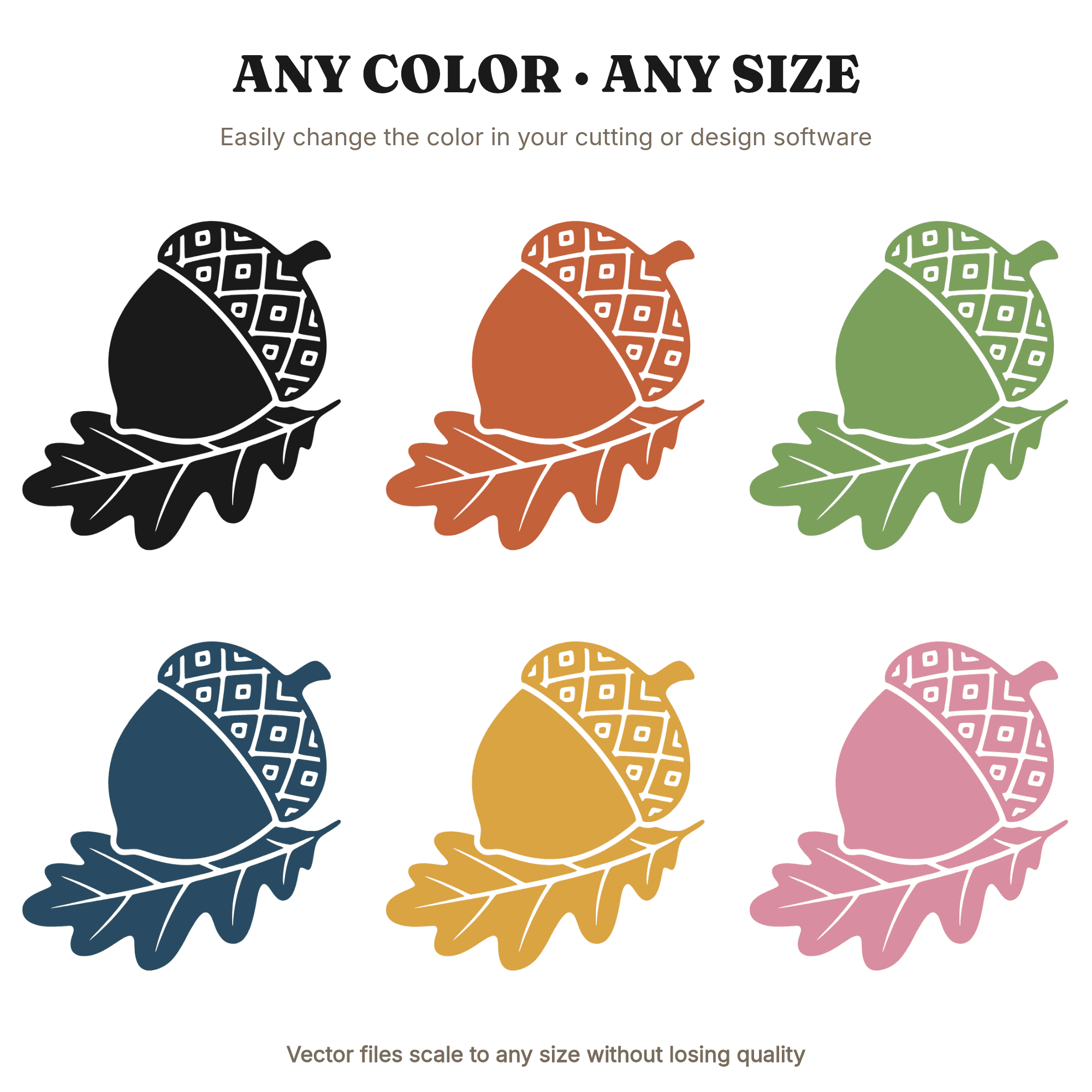 Art Deco Acorn SVG PNG, Geometric Oak Leaf Autumn Harvest Cut File for Thanksgiving Decor, view 2