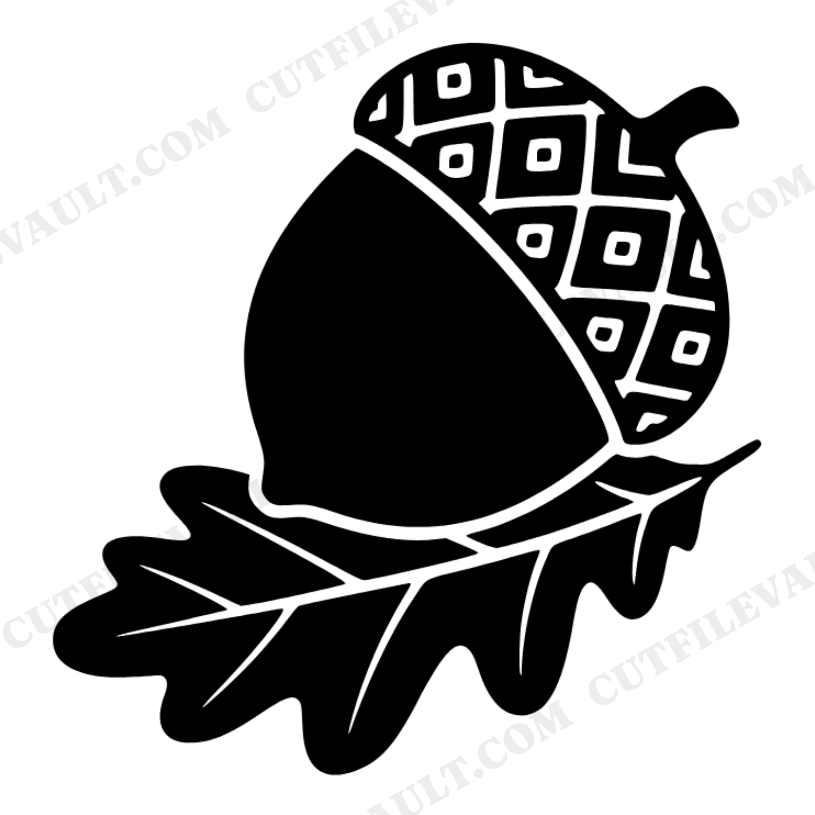 Art Deco Acorn SVG PNG, Geometric Oak Leaf Autumn Harvest Cut File for Thanksgiving Decor, view 1