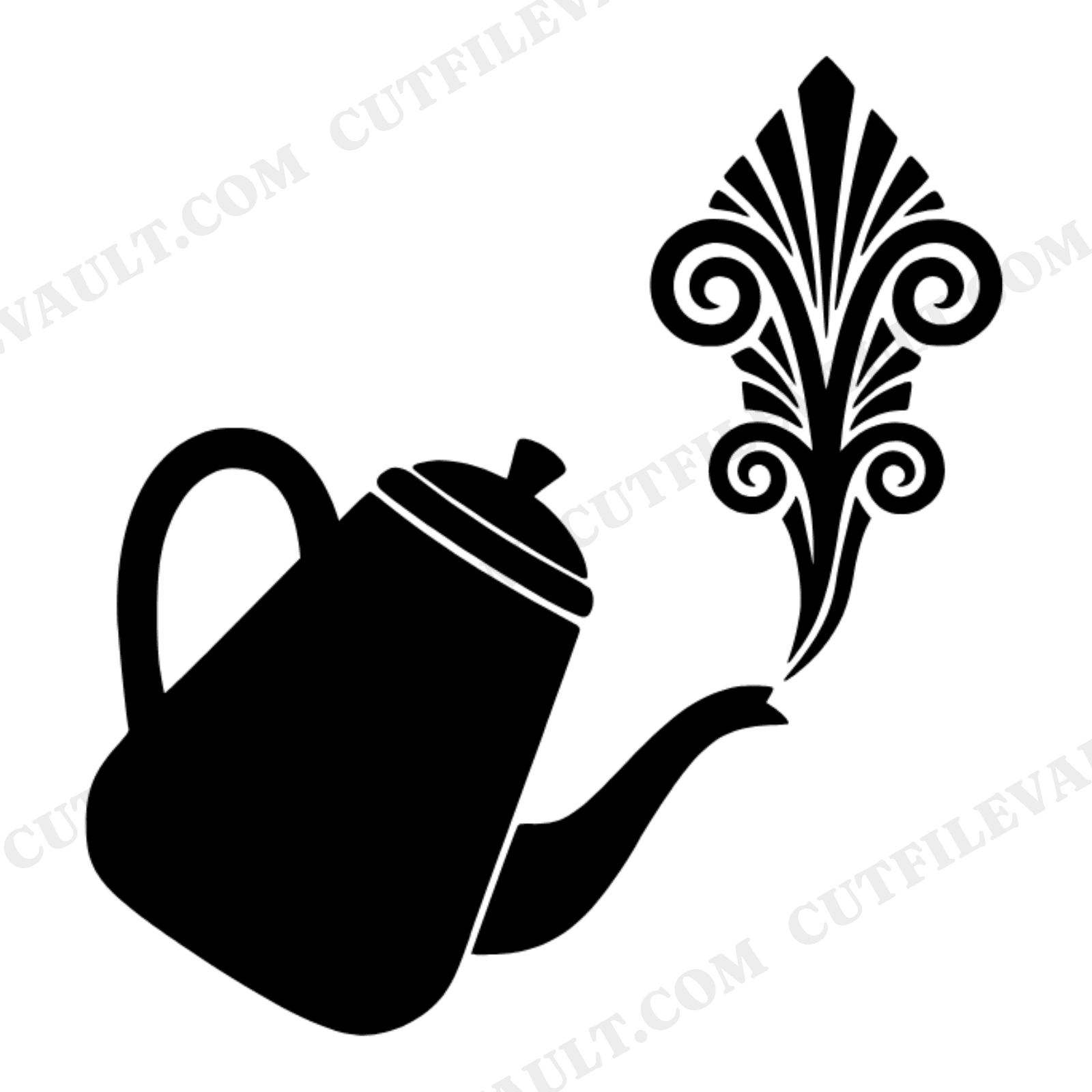 Vintage Percolator Coffee Pot SVG PNG Art Deco Steam Swirls Fall Kitchen Decor Cut File, view 1