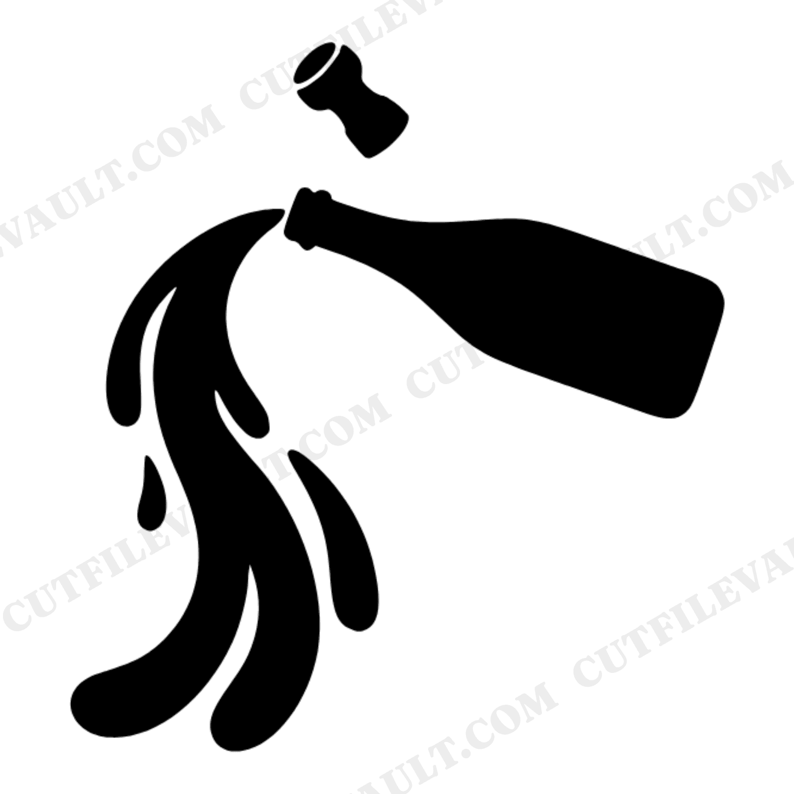 Retro 70s Champagne Bottle Pour SVG PNG, Flying Cork Celebration Cut File, Groovy Wave Party Design, view 1