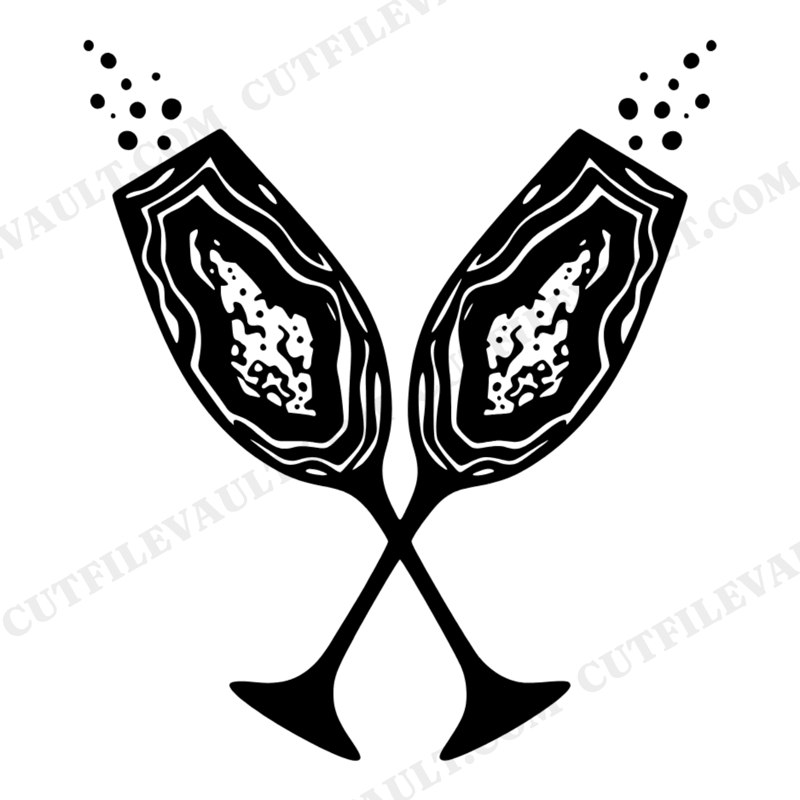 Geode Champagne Flutes SVG PNG New Year Toast Celebration Boho Agate Crystal Cut File, view 1