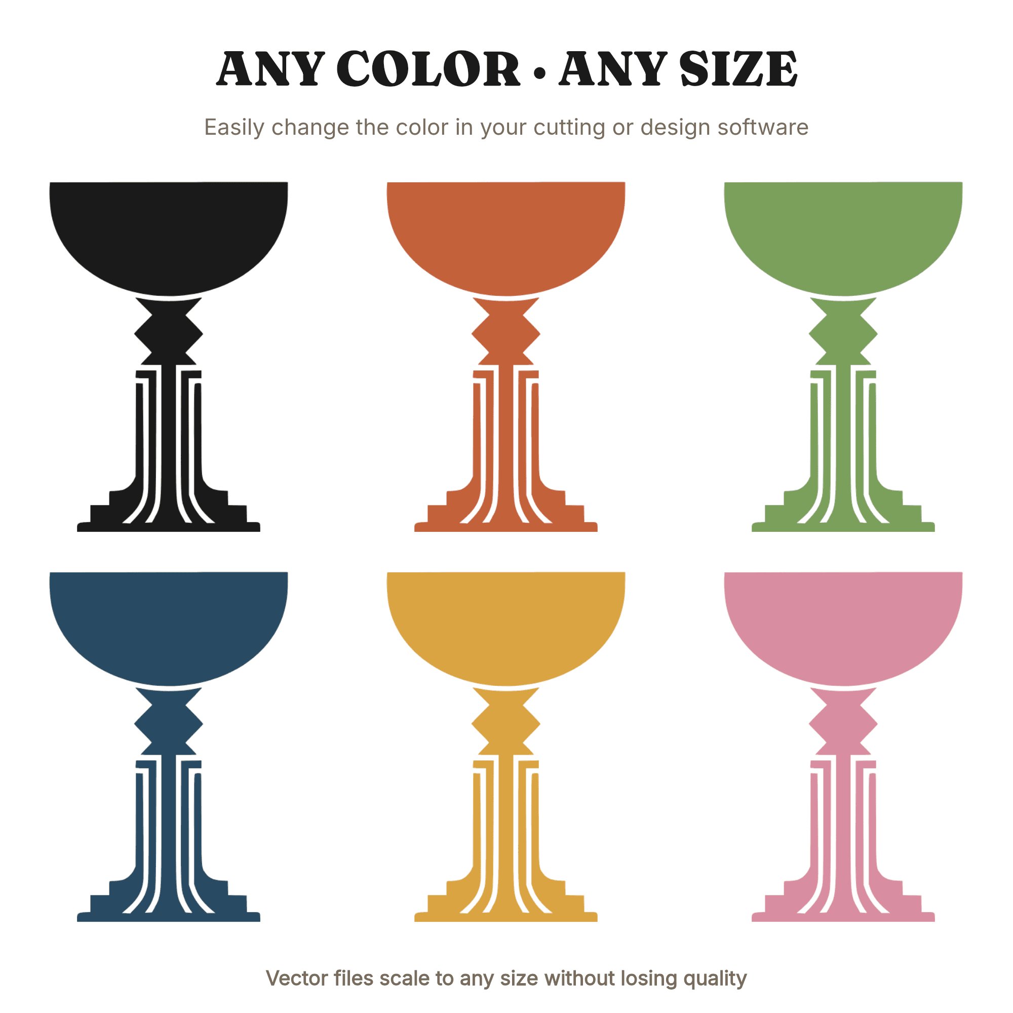 Art Deco Champagne Coupe SVG PNG, Retro 70s Thanksgiving Place Card Cut File for Cricut Laser, view 2
