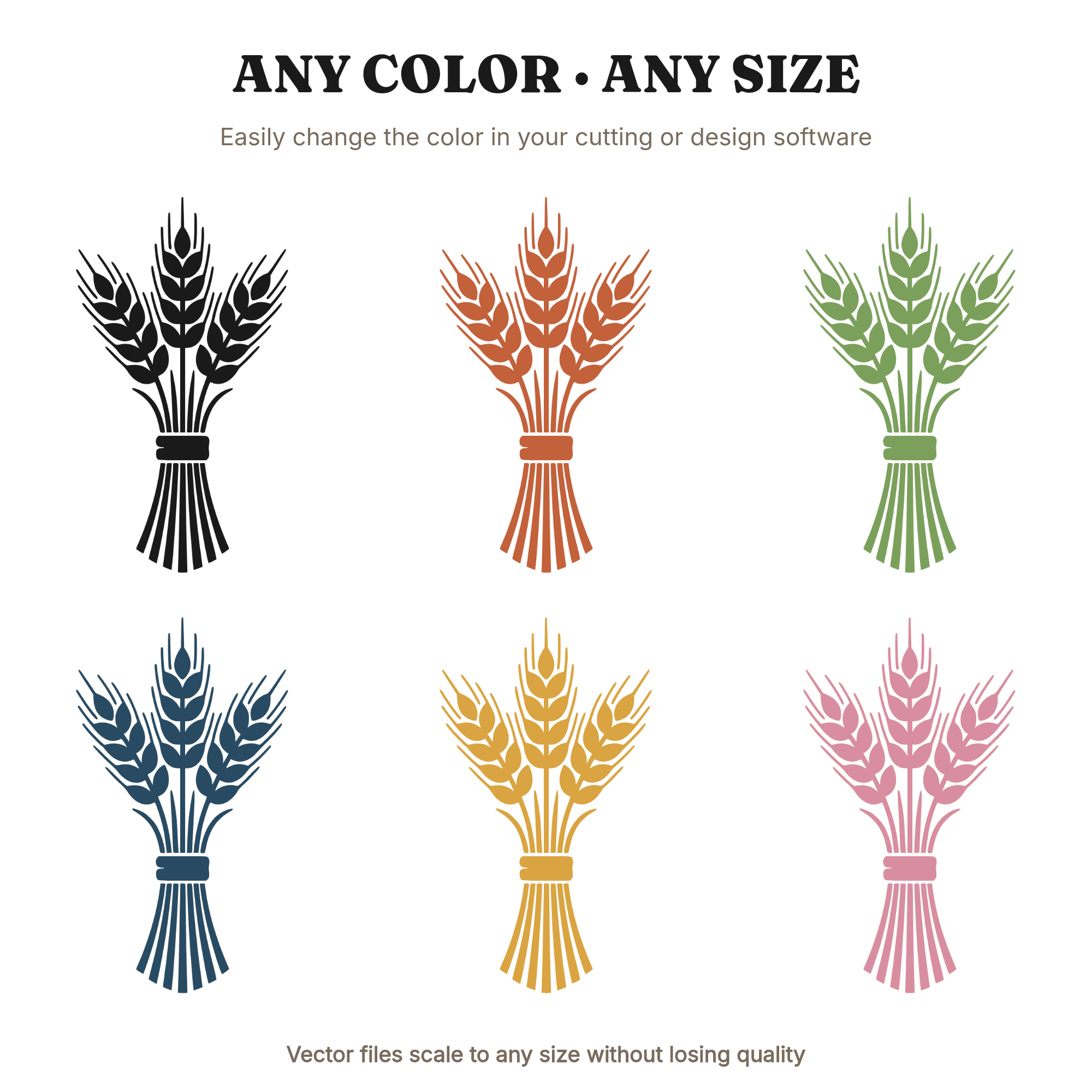 Harvest Wheat Sheaf SVG PNG, Symmetrical Thanksgiving Bundle, Mid Century Farmhouse Fall Decor Cut File, view 2