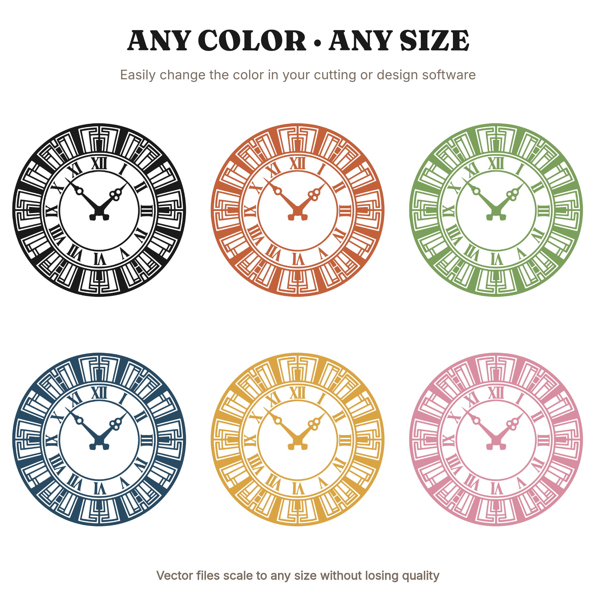 Art Deco Midnight Clock Monogram SVG PNG, New Year's Eve Wall Decor Cut File, view 2