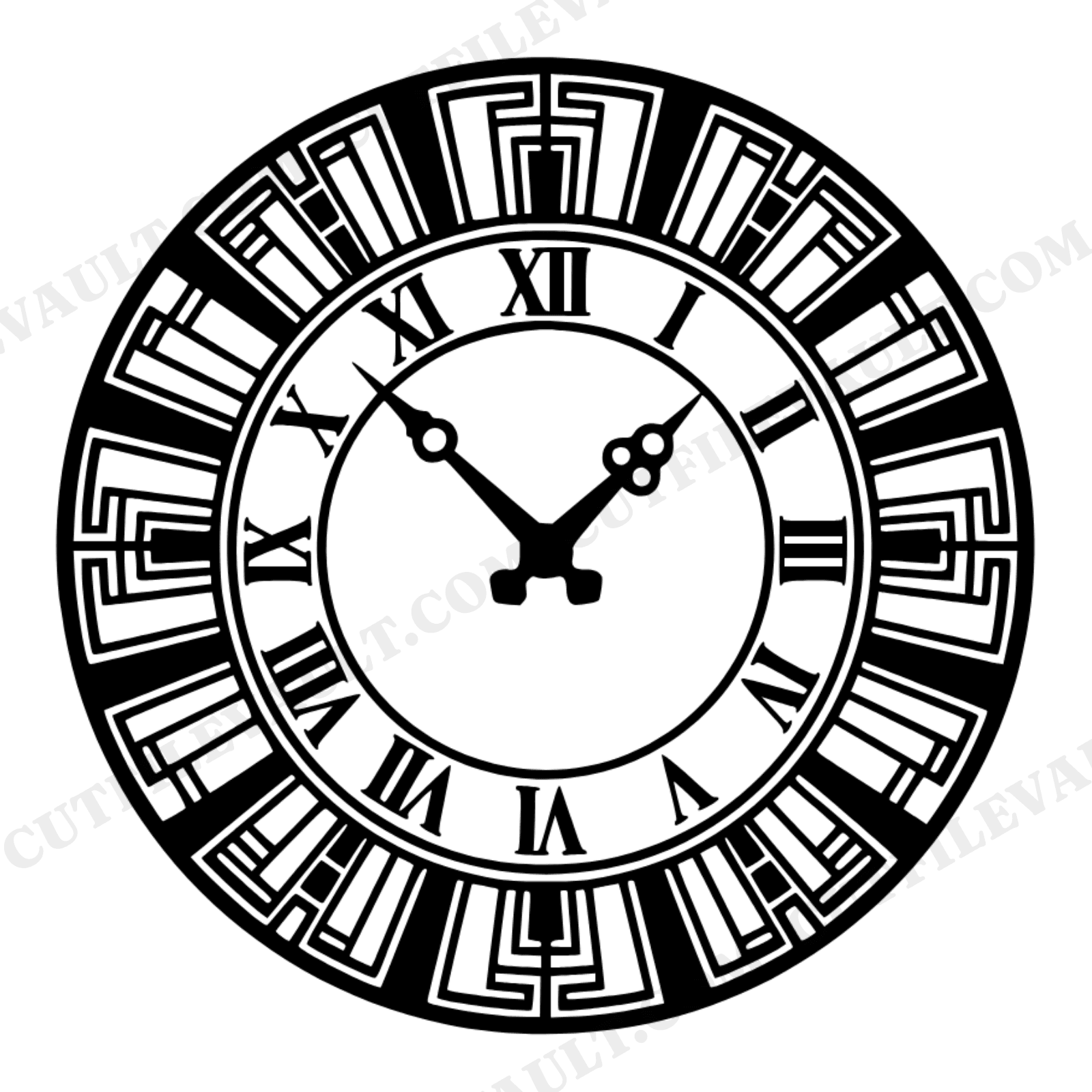 Art Deco Midnight Clock Monogram SVG PNG, New Year's Eve Wall Decor Cut File, view 1