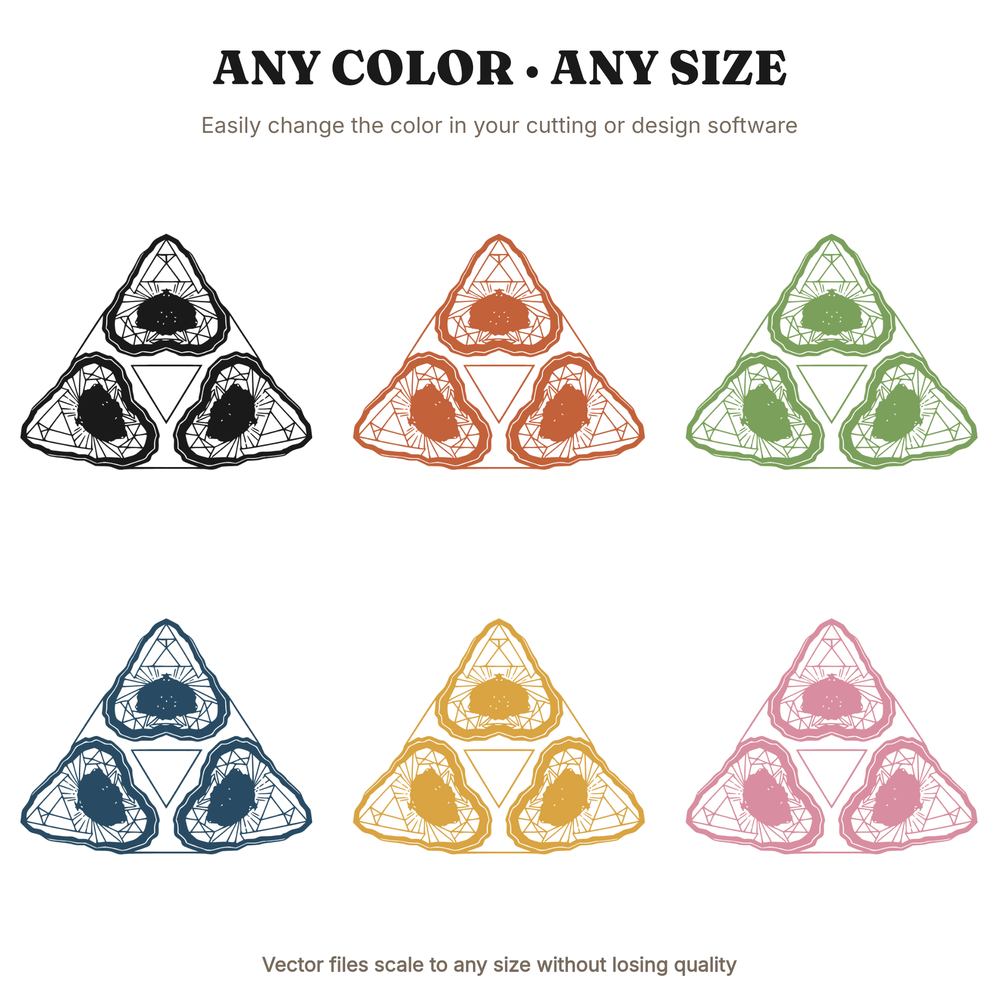 Celestial Geode Triad SVG PNG, Three Crystal Geode Triangle Formation Cut File for Cricut, view 2