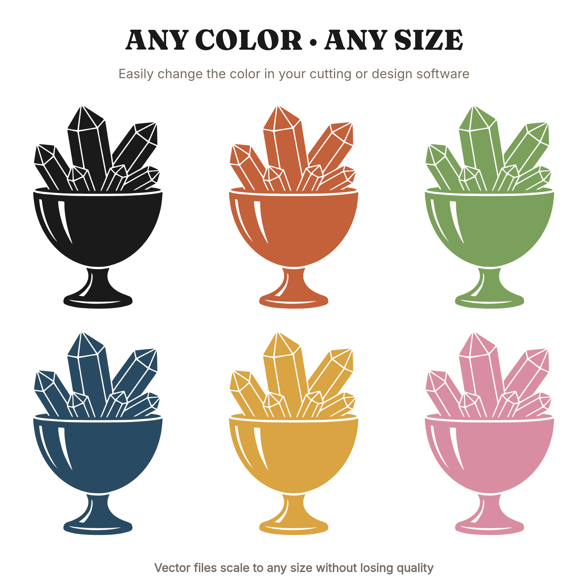 Retro Punch Bowl Crystal Cluster SVG PNG, Mid Century Halloween Wedding Cut File, Vintage Party, view 2