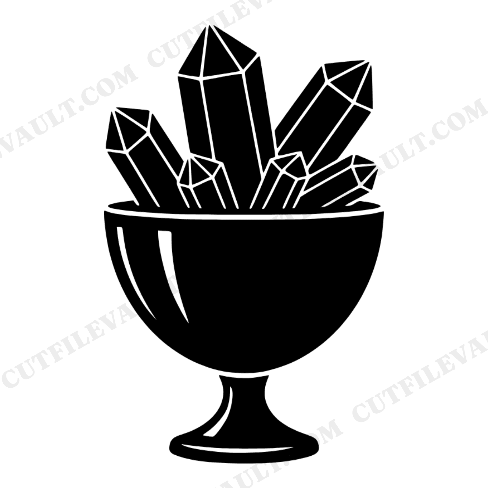 Retro Punch Bowl Crystal Cluster SVG PNG, Mid Century Halloween Wedding Cut File, Vintage Party, view 1