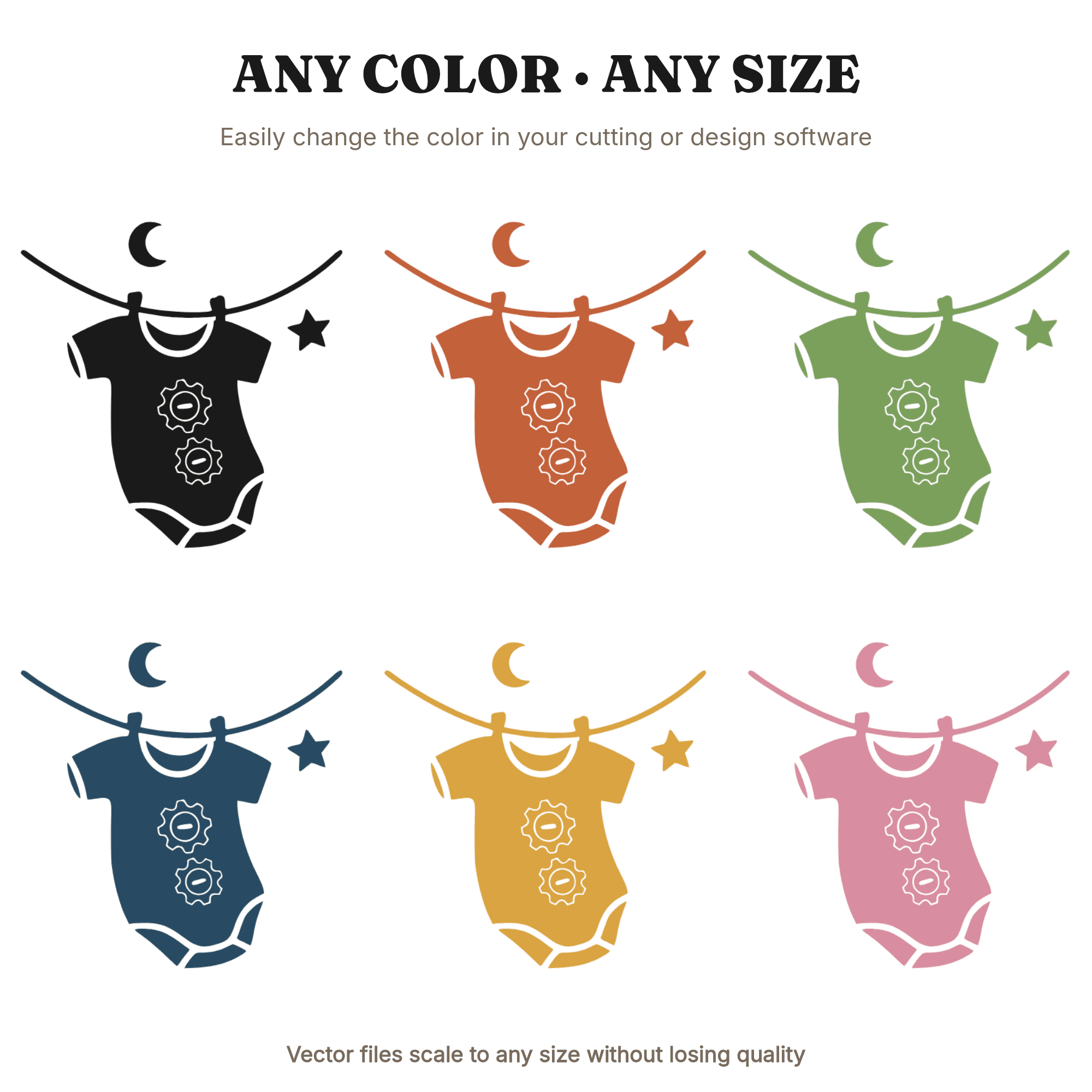 Celestial Baby Onesie SVG PNG, Pumpkin Spice Clothesline Cut File, Fall Nursery Decor, view 2