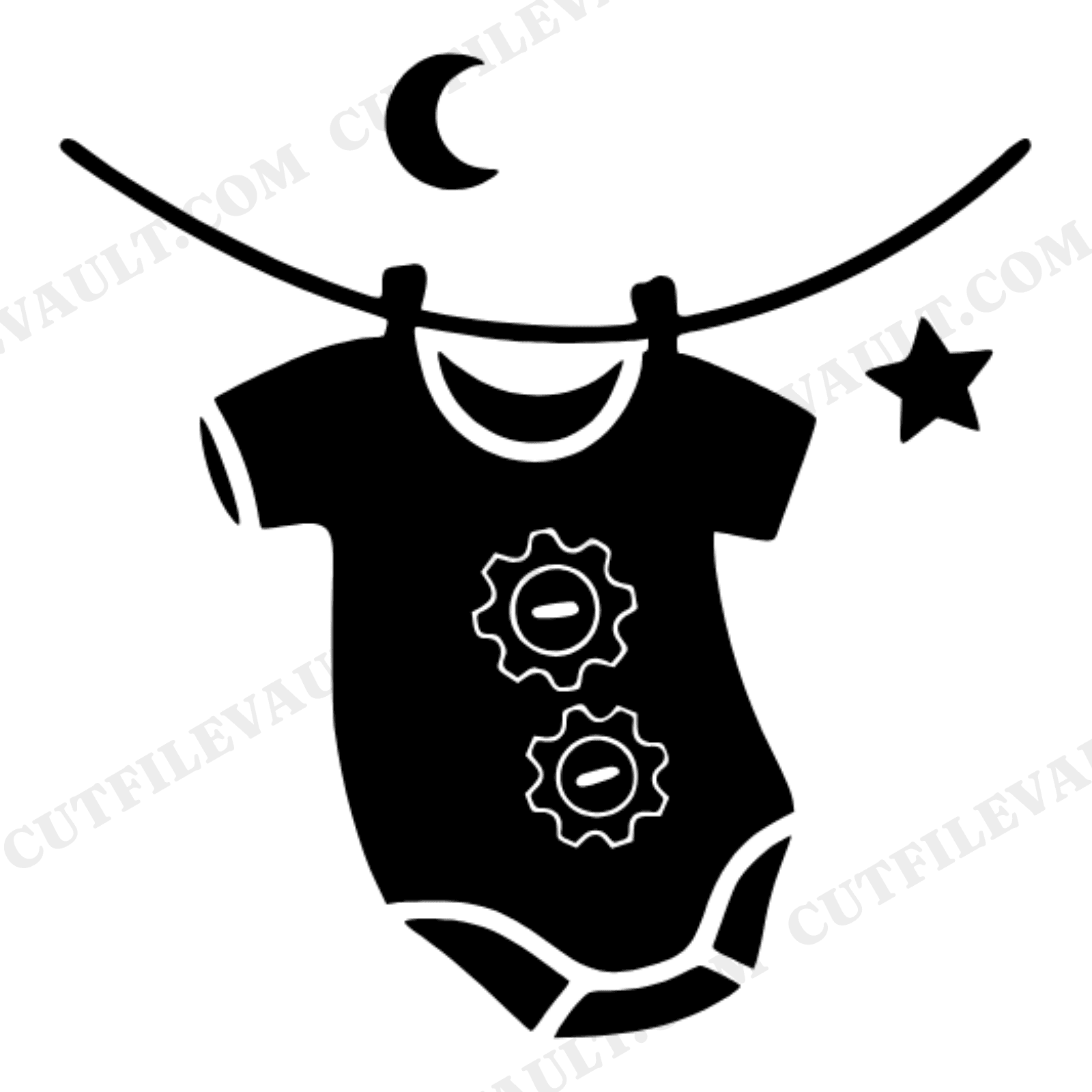 Celestial Baby Onesie SVG PNG, Pumpkin Spice Clothesline Cut File, Fall Nursery Decor, view 1