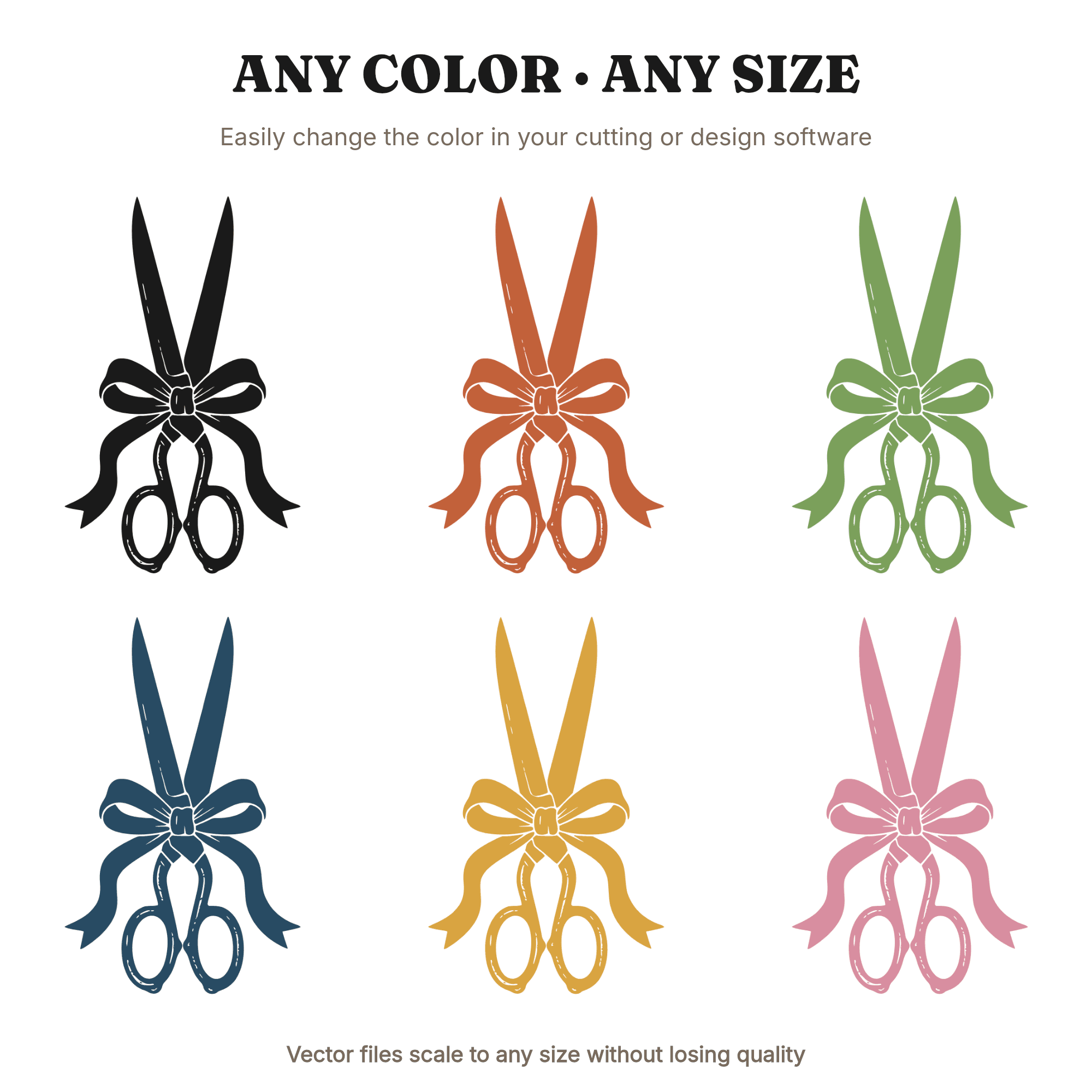 Vintage Sewing Scissors SVG PNG with Autumn Ribbon Bow, Retro 70s Wave Farmhouse Thanksgiving Decor, view 2