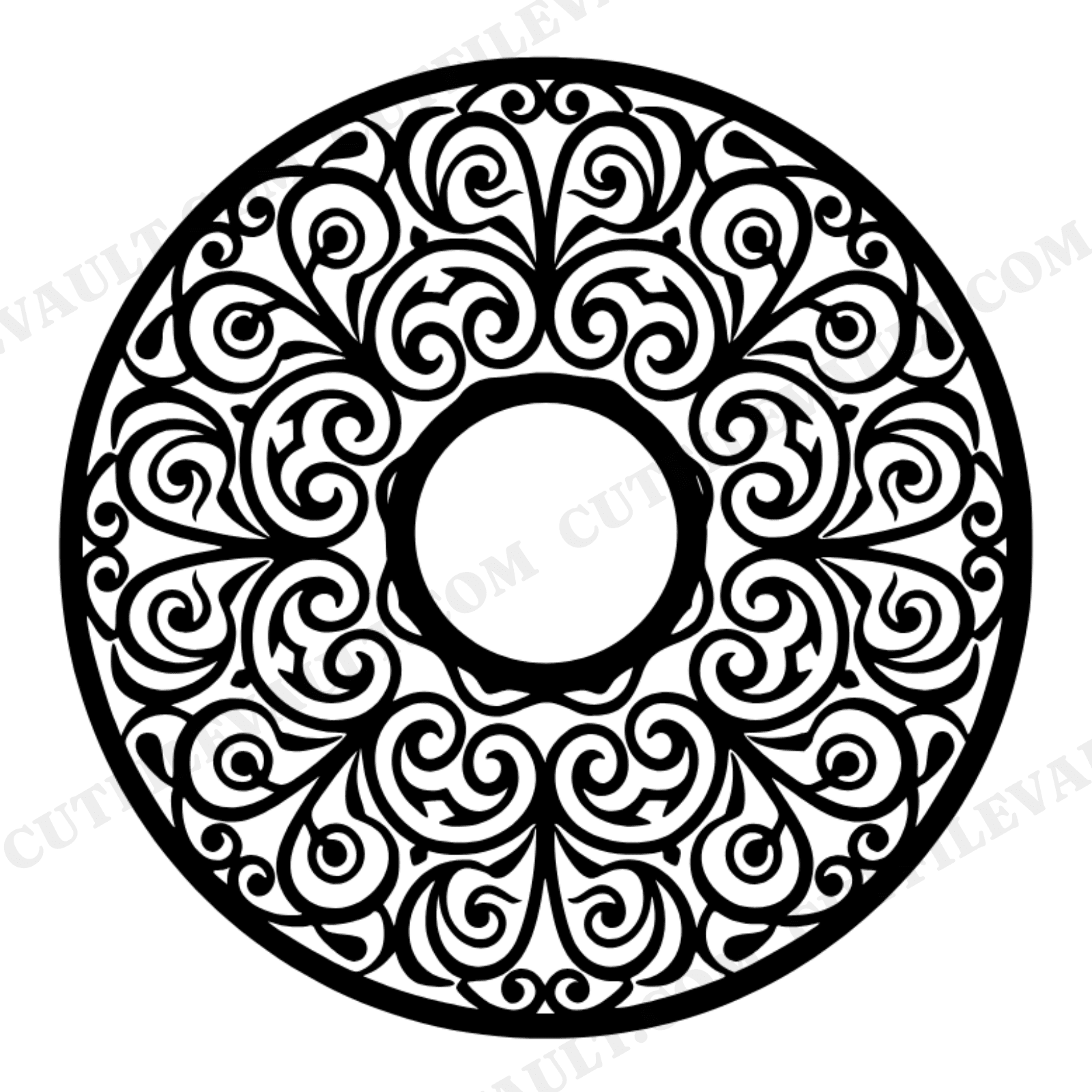 Frosted Donut Monogram SVG PNG, Scandinavian Line Art Top View Donut Cut File for Kitchen Decor, view 1