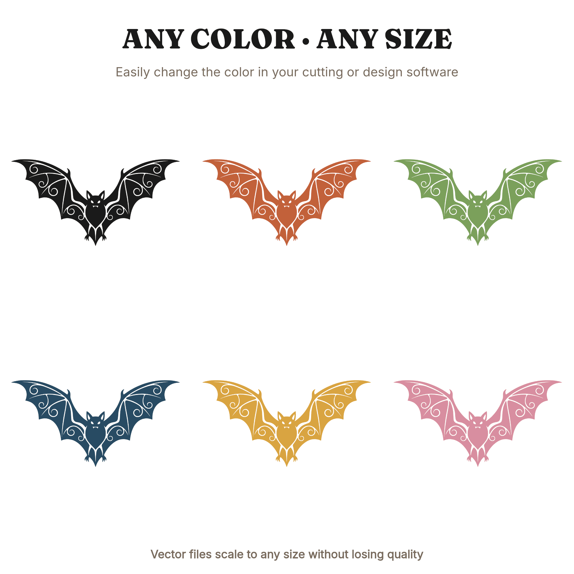 Art Nouveau Bat SVG PNG, Halloween Bat Silhouette Cut File, Spooky Wings Design for Cricut, view 2