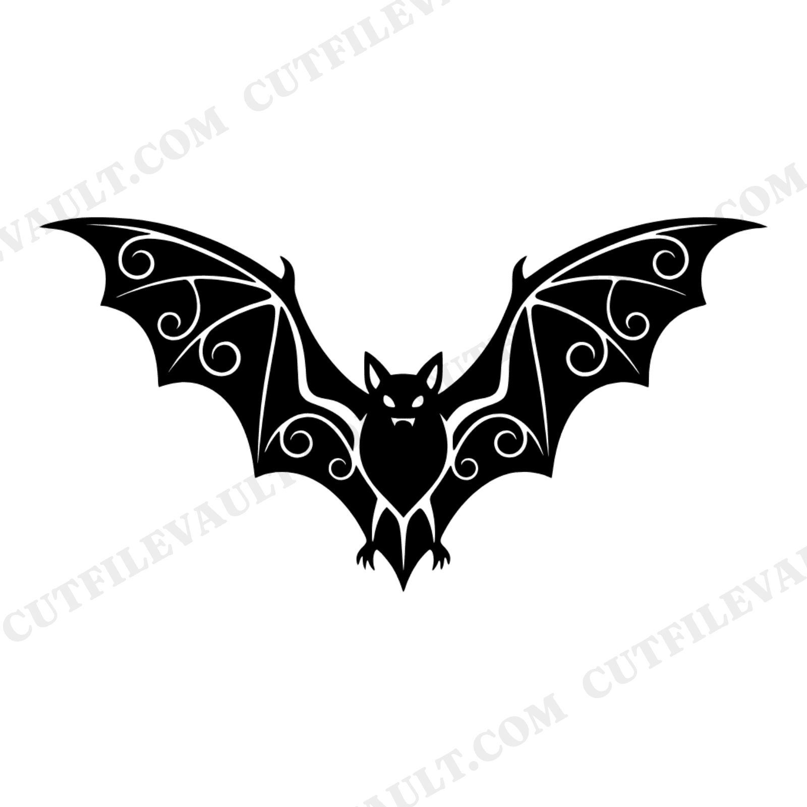Art Nouveau Bat SVG PNG, Halloween Bat Silhouette Cut File, Spooky Wings Design for Cricut, view 1