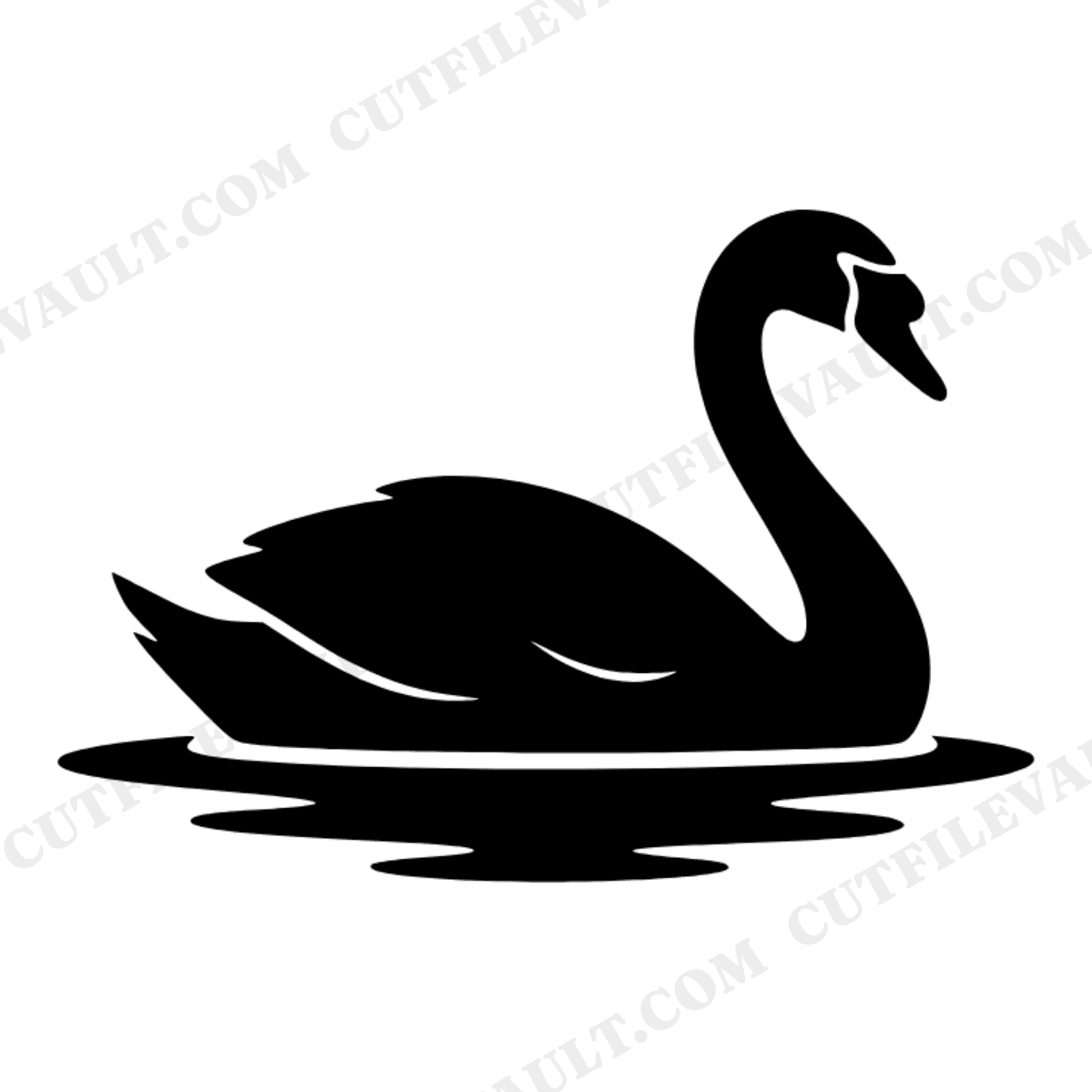 Retro 70s Swan SVG PNG, Elegant Spring Wedding Silhouette Cut File, S-Curve Wave Design, view 1