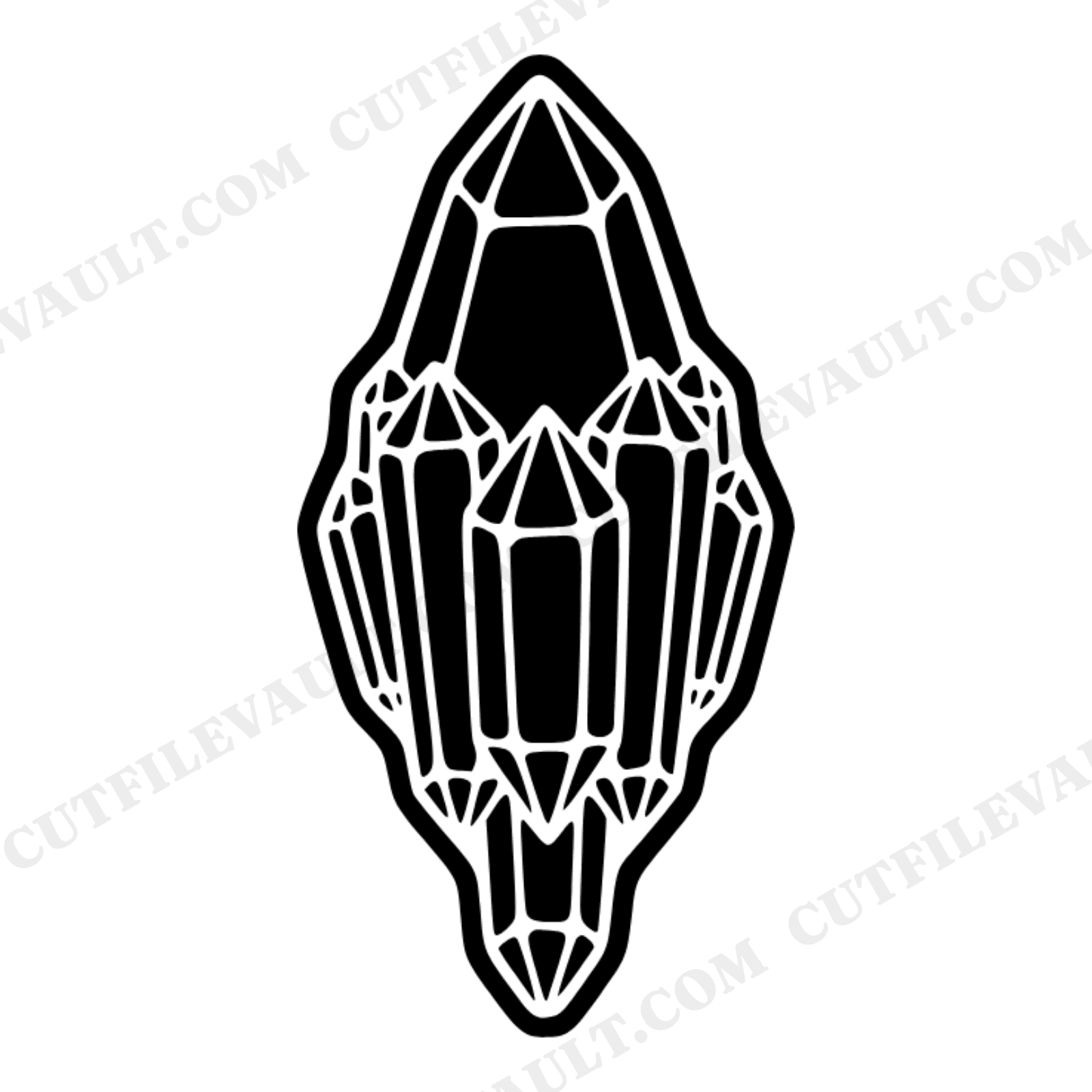 Vertical Amethyst Crystal Cascade SVG PNG, Retro 70s Pendant Silhouette Cut File, Bohemian Geode, view 1