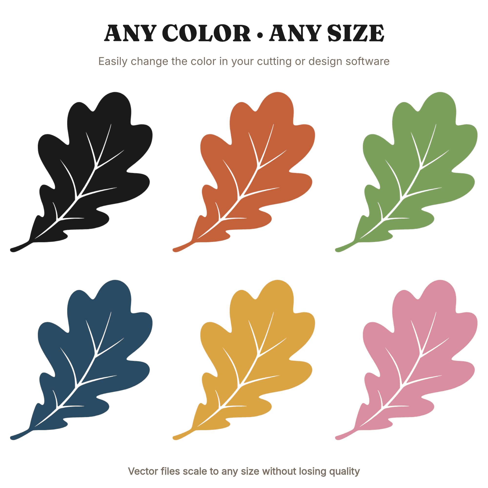 Tumbling Oak Leaf SVG PNG Mid Century Autumn Silhouette Cut File for Fall Decor, view 2