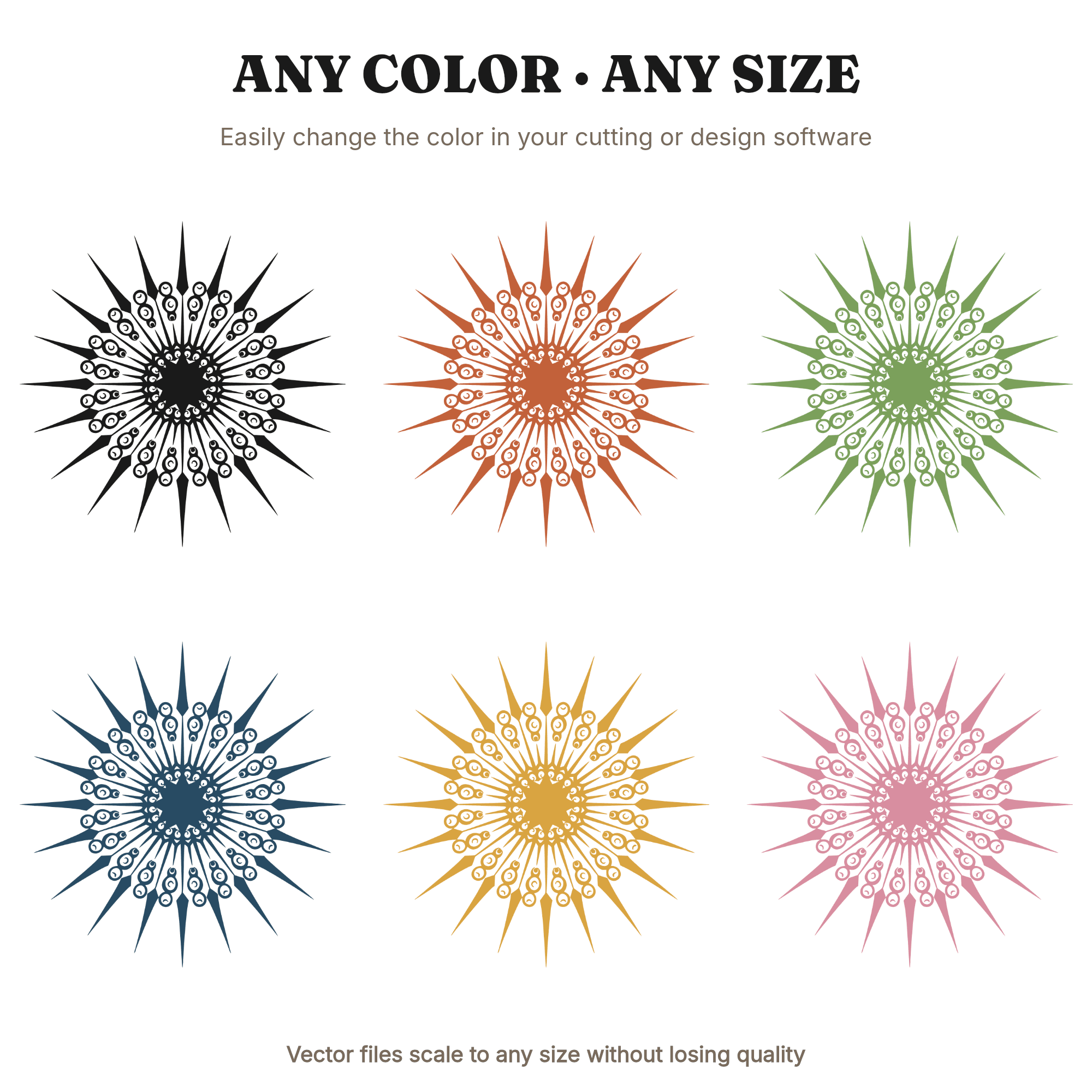 Celestial Starburst Mandala SVG PNG New Year Firework Cut File Geometric Farmhouse Wall Art, view 2