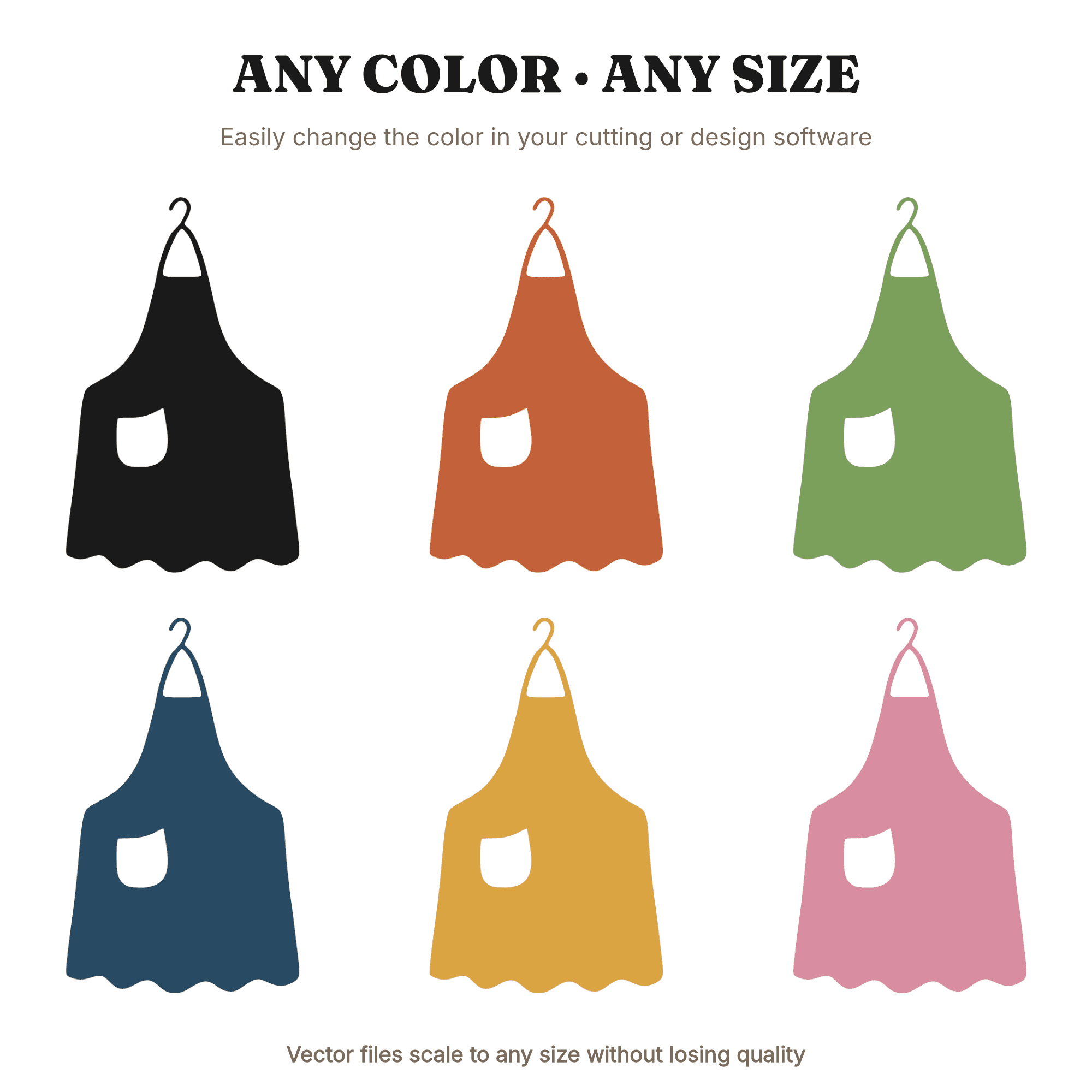 Ruffled Apron on Hook SVG PNG Autumn Silhouette Boho Kitchen Decor Cut File for Cricut, view 2