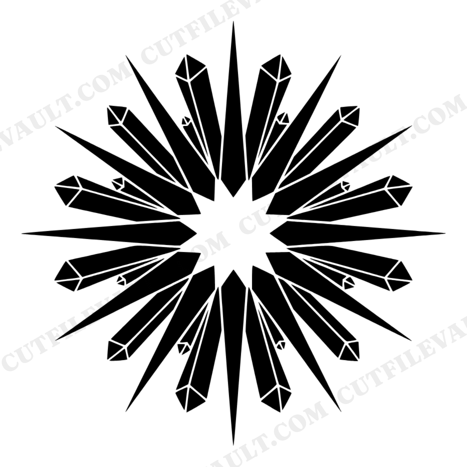 Celestial Quartz Starburst Medallion SVG PNG, Crystal Cluster Sunburst Cut File, Mystical Boho Decor, view 1