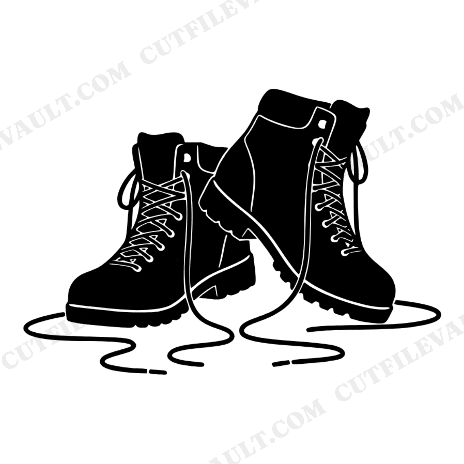 Crossed Hiking Boots SVG PNG Autumn Trail Silhouette Vintage Botanical Cut File Pumpkin Spice, view 1
