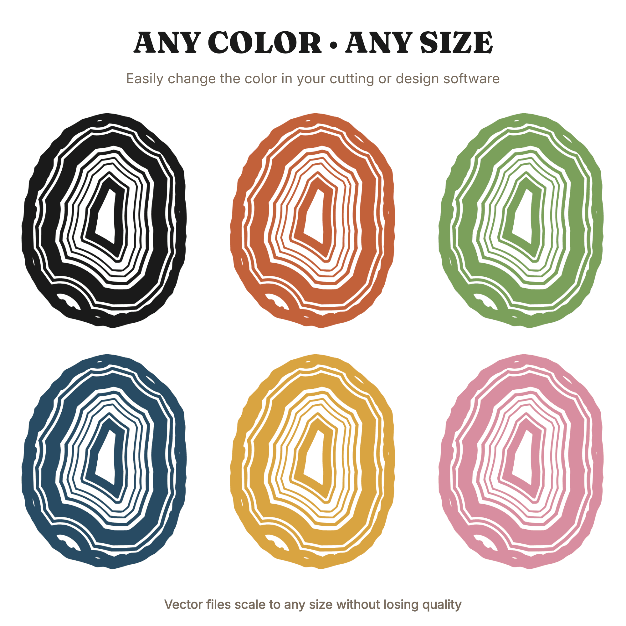 Agate Slice SVG PNG, Boho Silhouette Cut File, Scandinavian Line Art, Organic Home Decor Design, view 2