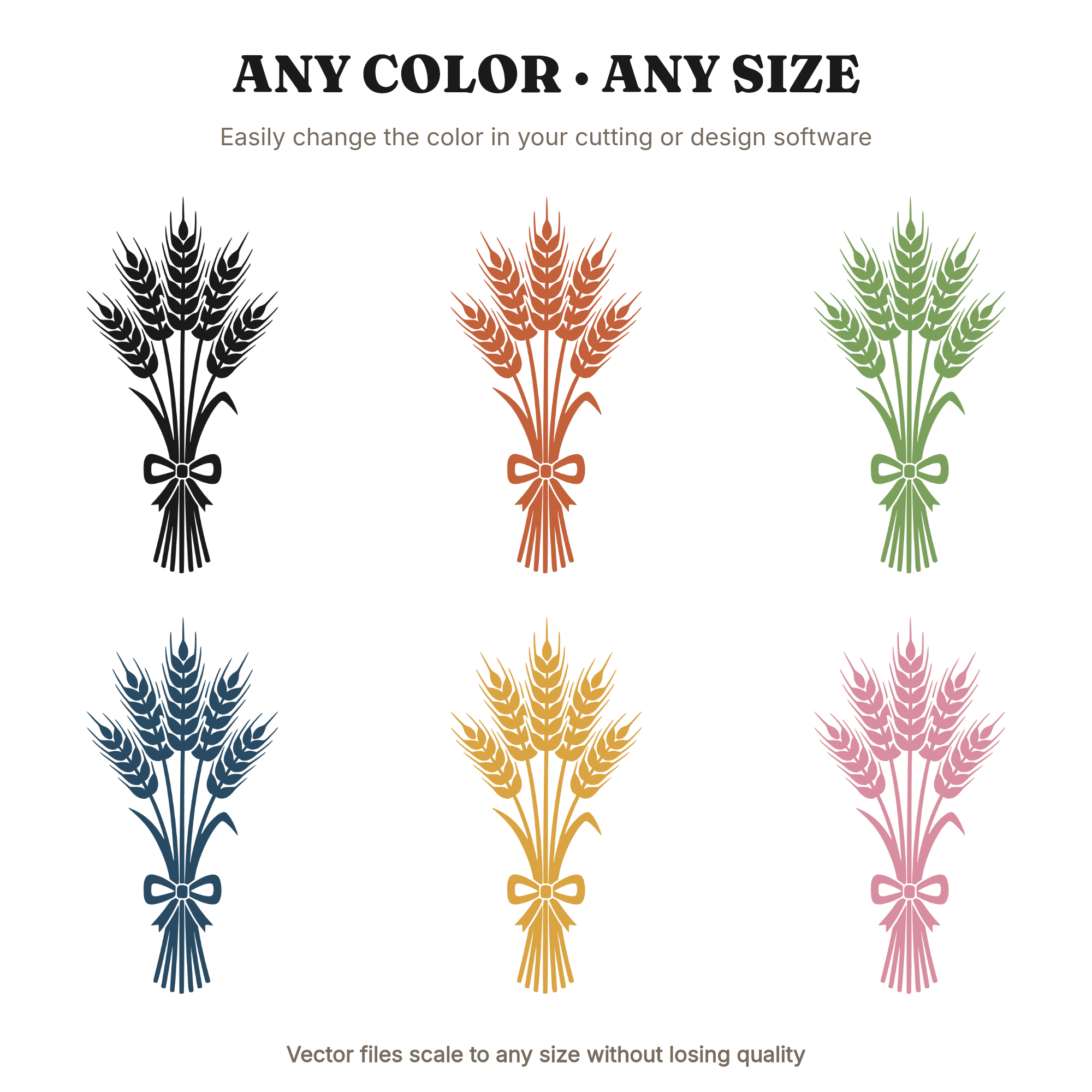 Harvest Wheat Sheaf Bundle SVG PNG, Farmhouse Thanksgiving Decor Cut File, Autumn Wheat with Ribbon Bow, view 2