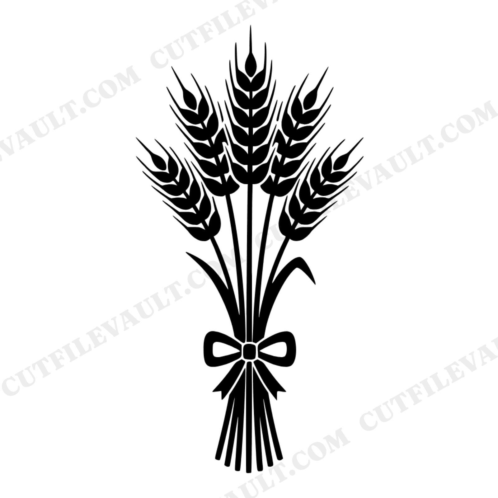 Harvest Wheat Sheaf Bundle SVG PNG, Farmhouse Thanksgiving Decor Cut File, Autumn Wheat with Ribbon Bow, view 1