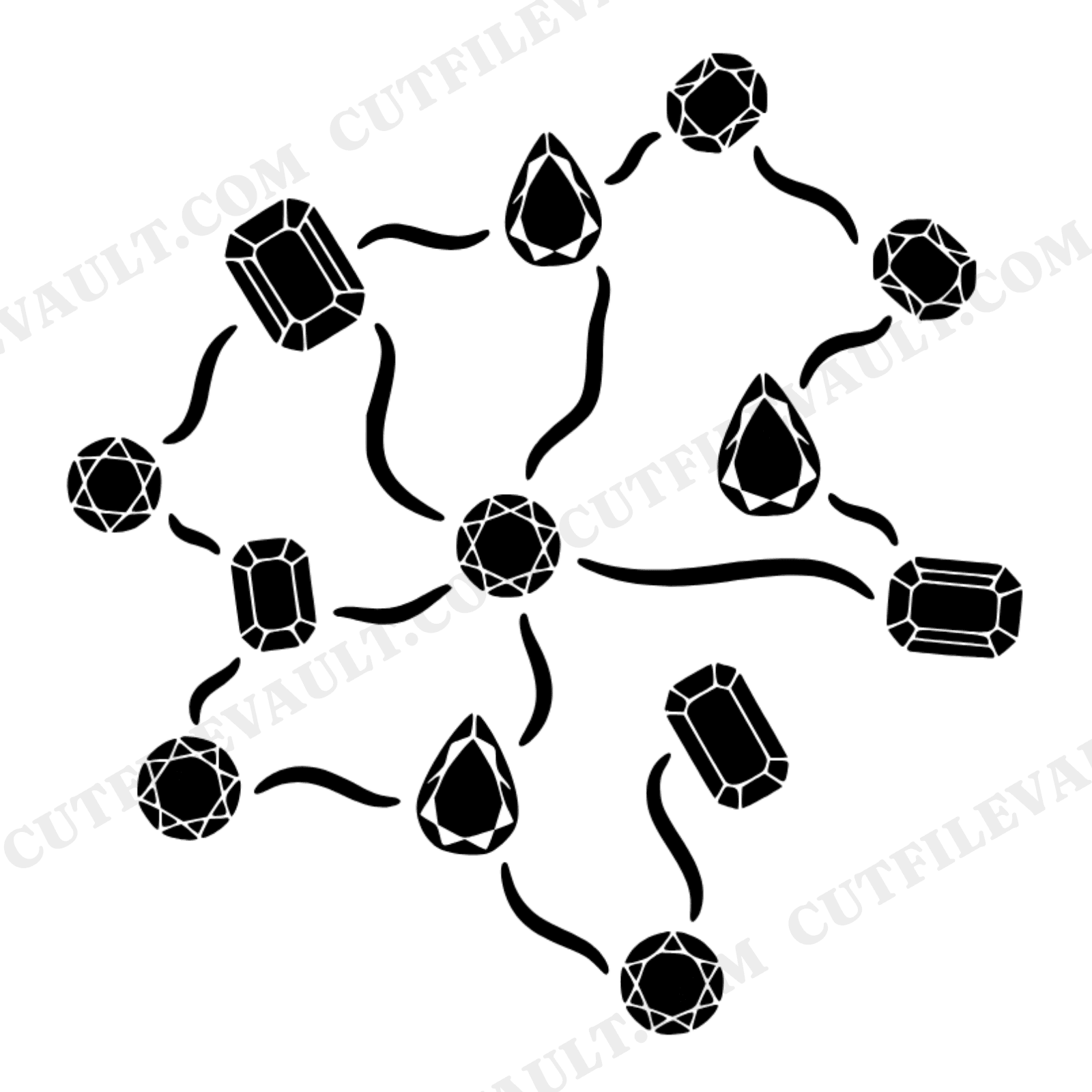 Celestial Gemstone Constellation SVG PNG New Year Retro 70s Wave Design Cut File, view 1