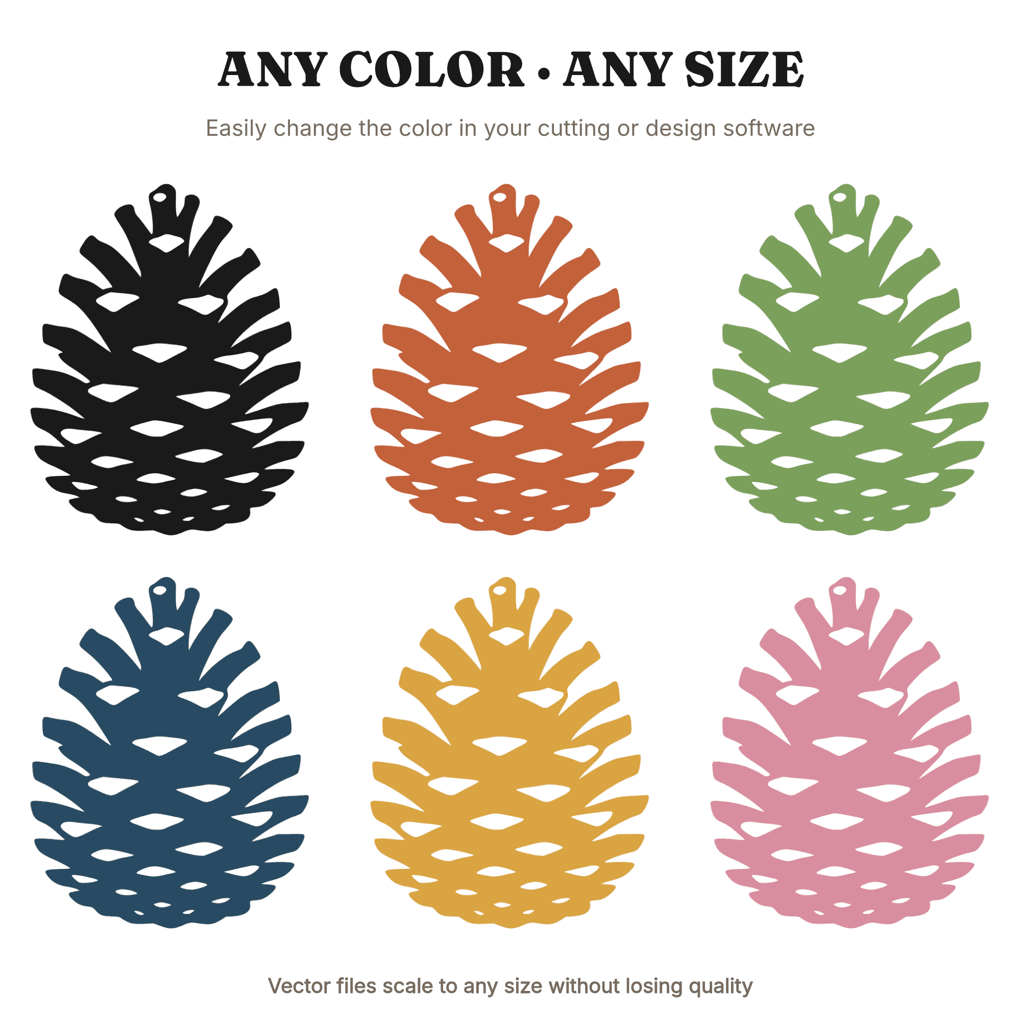 Autumn Pine Cone SVG PNG Bold Vertical Silhouette Cut File for Fall Decor Cricut Vinyl Crafting, view 2