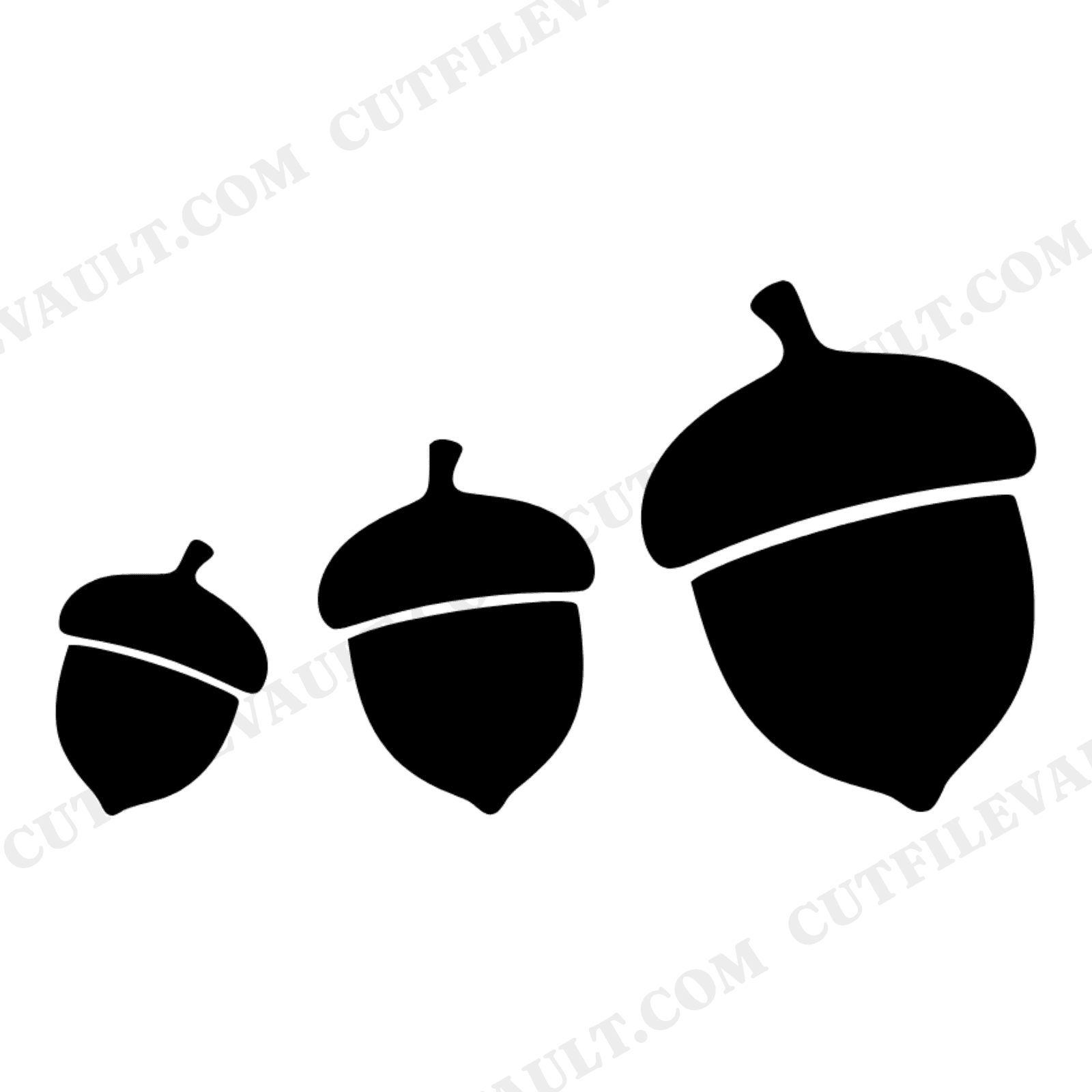 Acorn SVG Trio Graduated Silhouette Woodland Nursery Autumn Cut File PNG Mid Century Modern, view 1