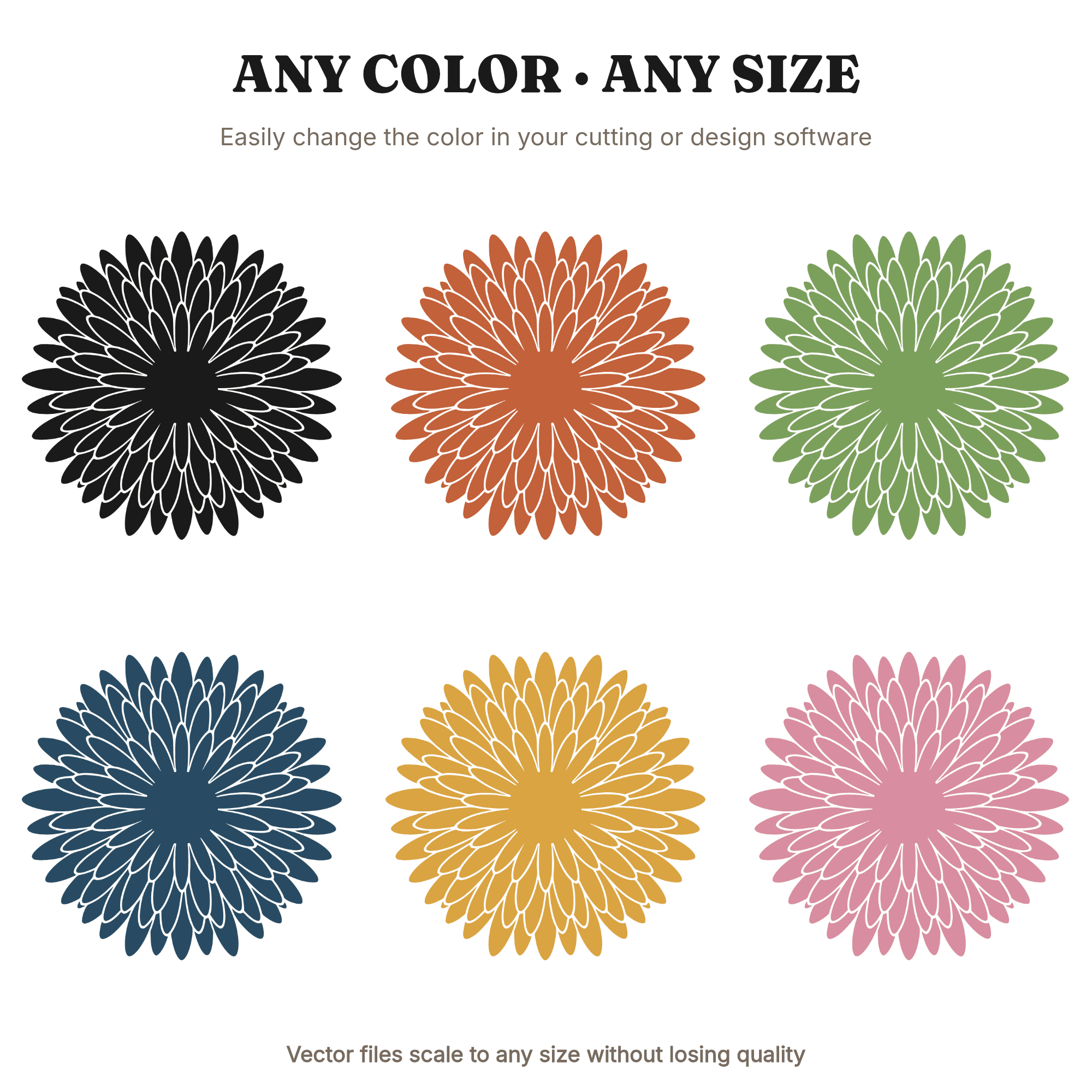 Chrysanthemum Starburst SVG PNG New Year Firework Bloom Silhouette Cut File Mid Century Floral, view 2