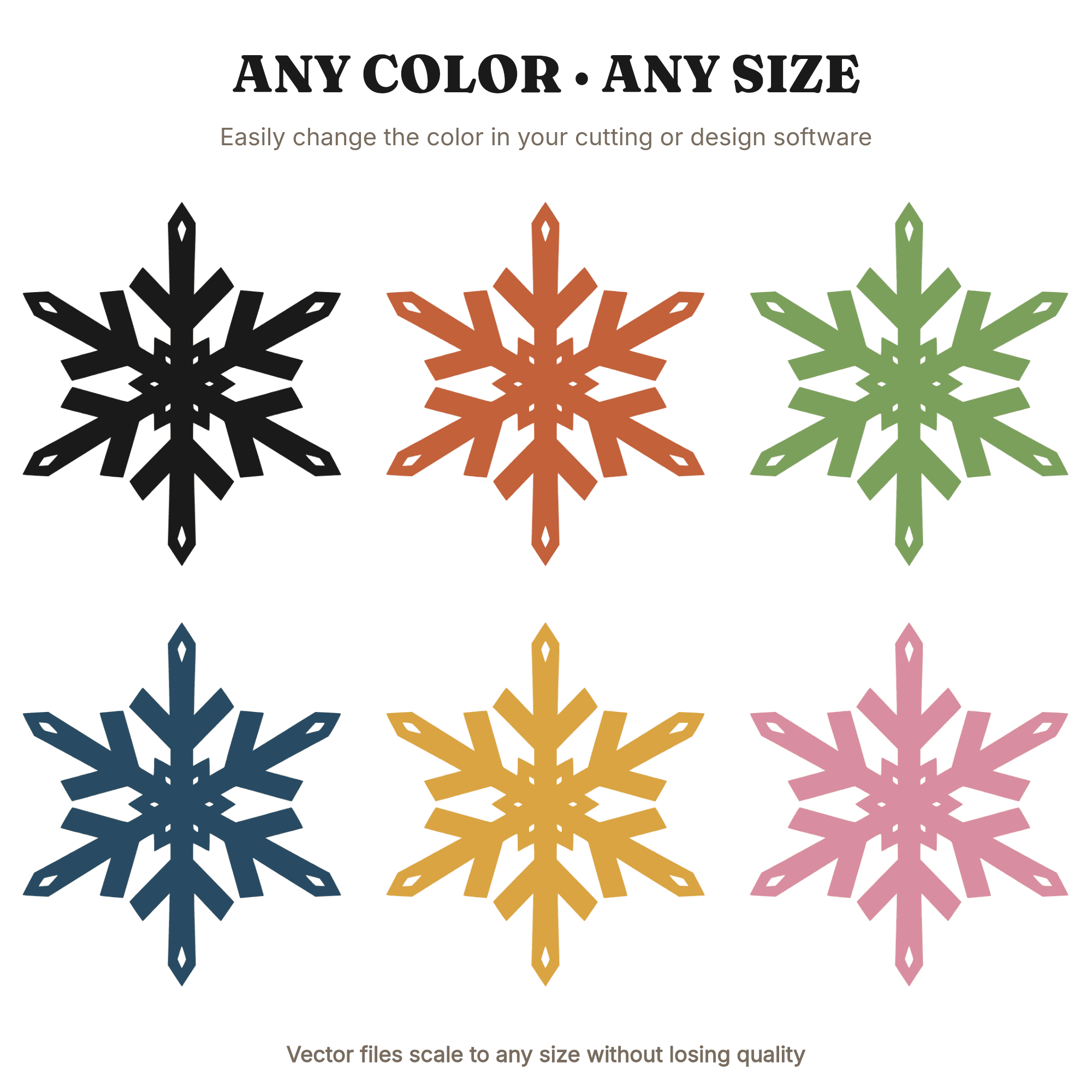 Frost Burst Asymmetric Snowflake SVG PNG, Six Point Starburst Winter Solstice Cut File, view 2