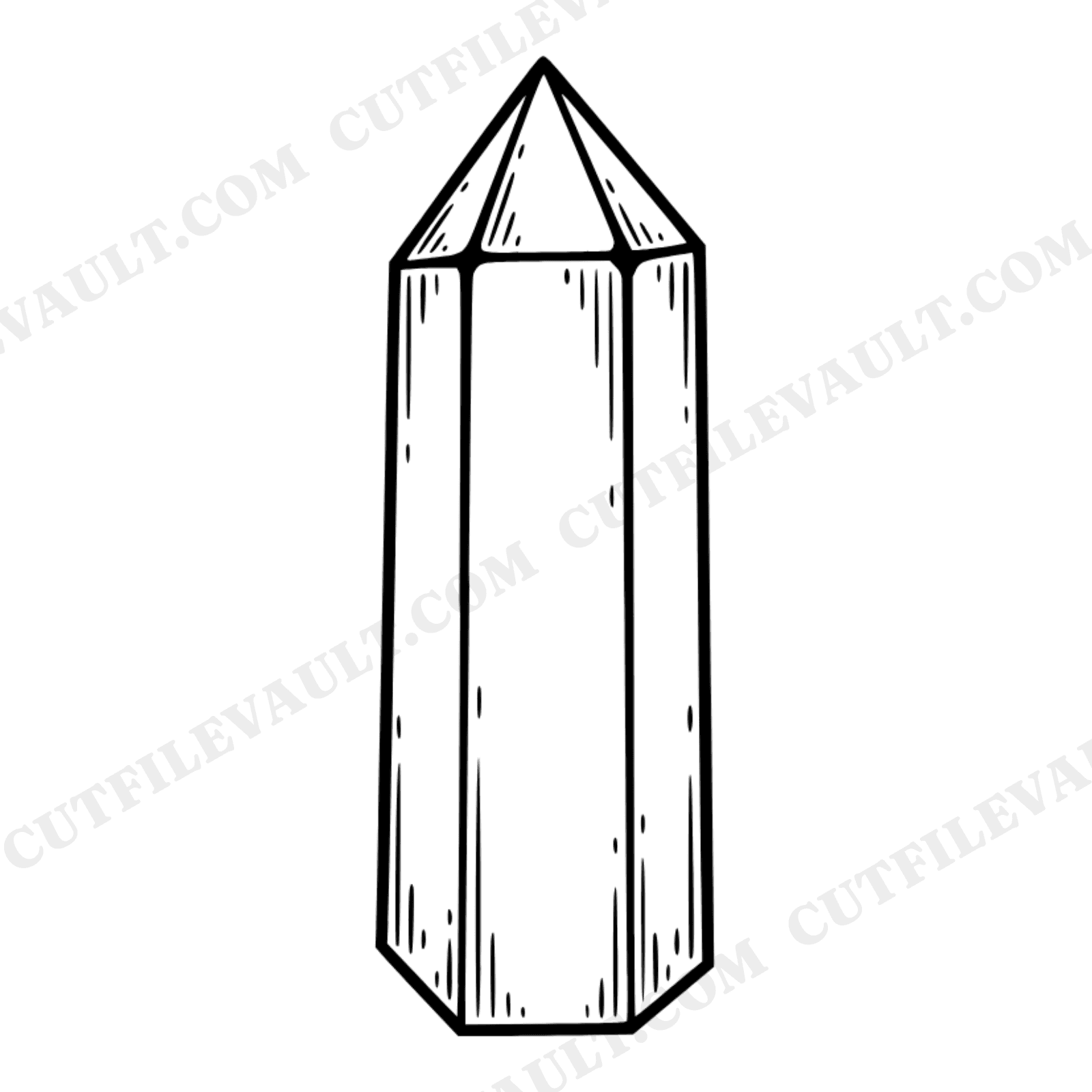 Quartz Crystal Point SVG PNG Botanical Specimen Silhouette Cottagecore Witchy Nature Cut File, view 1