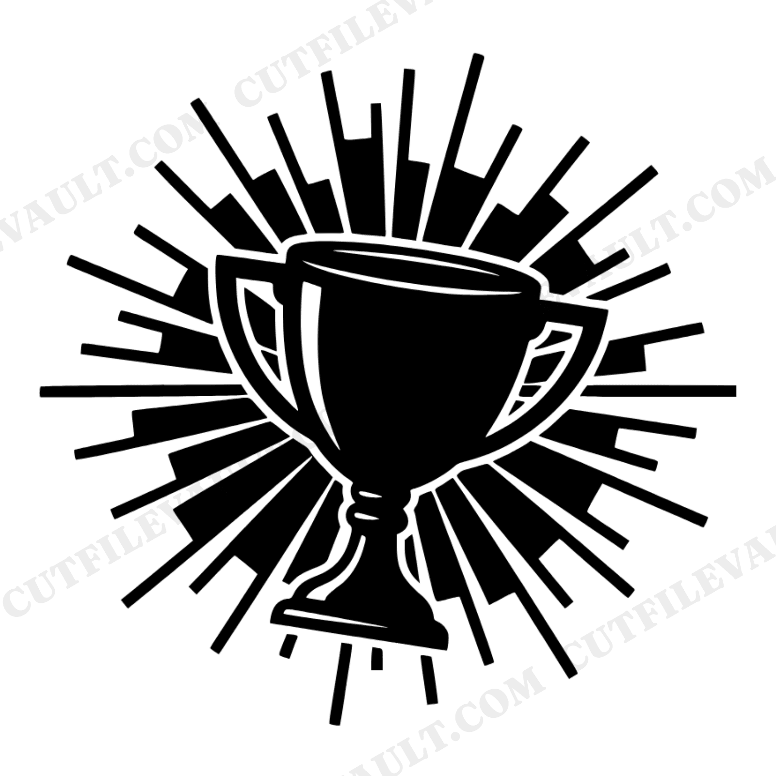 Championship Trophy Starburst SVG PNG Retro 70s Wave New Year Silhouette Cut File, view 1