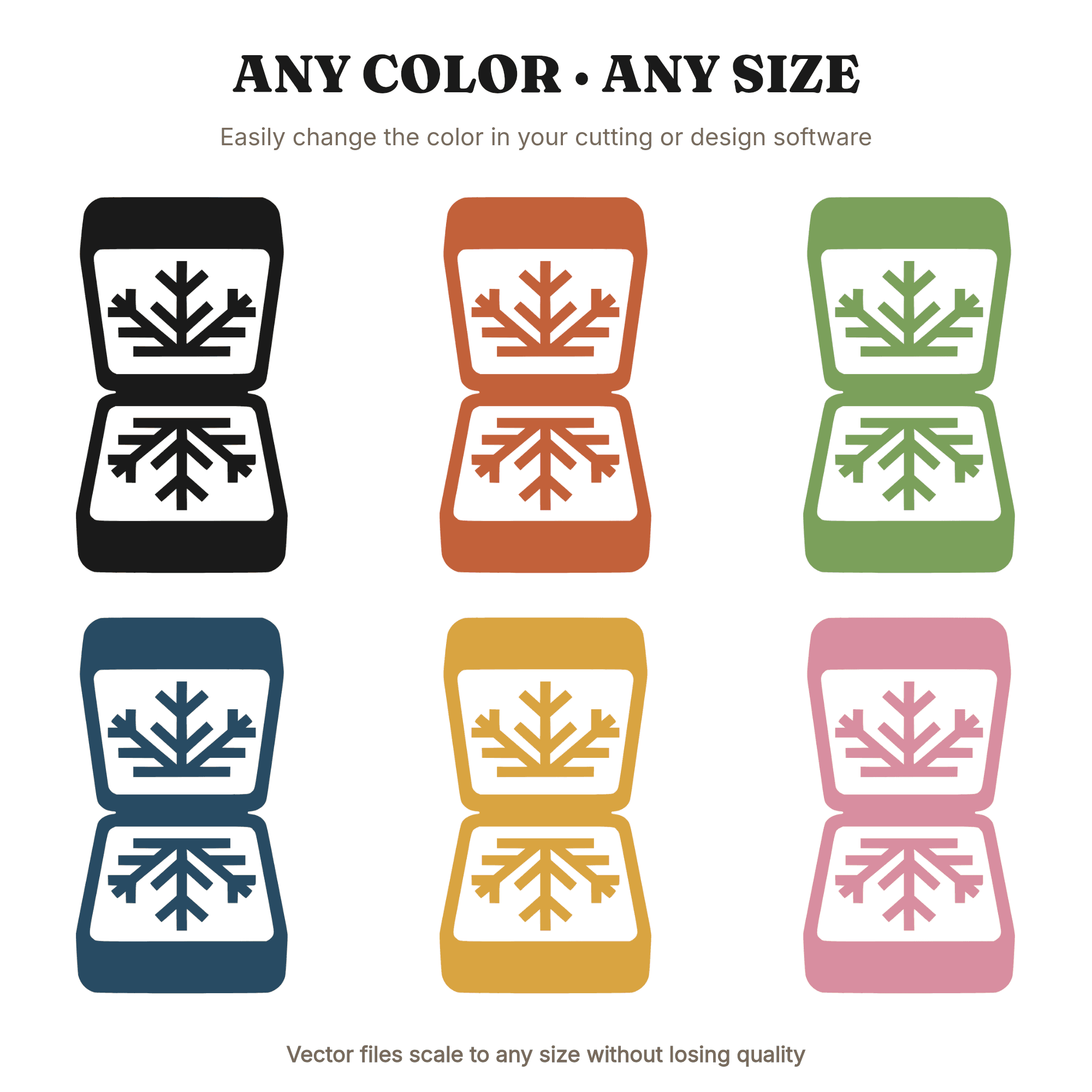 Open Ring Box Snowflake Lid SVG PNG Winter Proposal Engagement Cut File Scandinavian Design, view 2