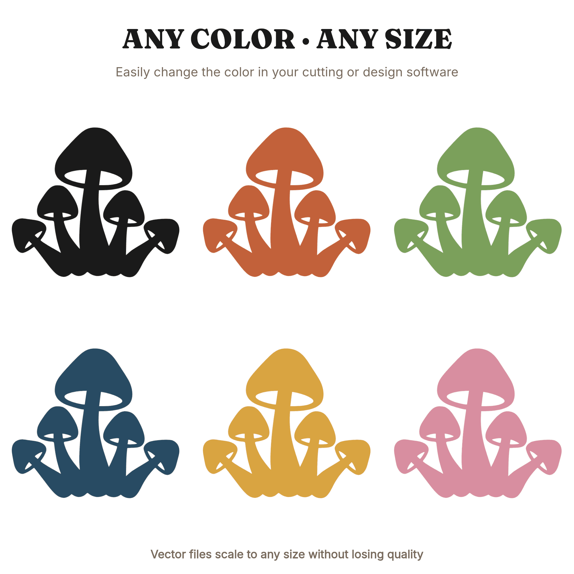 Groovy Retro Toadstool Cluster SVG PNG, Witchy Woodland Mushroom Cut File, 70s Halloween Vinyl Design, view 2