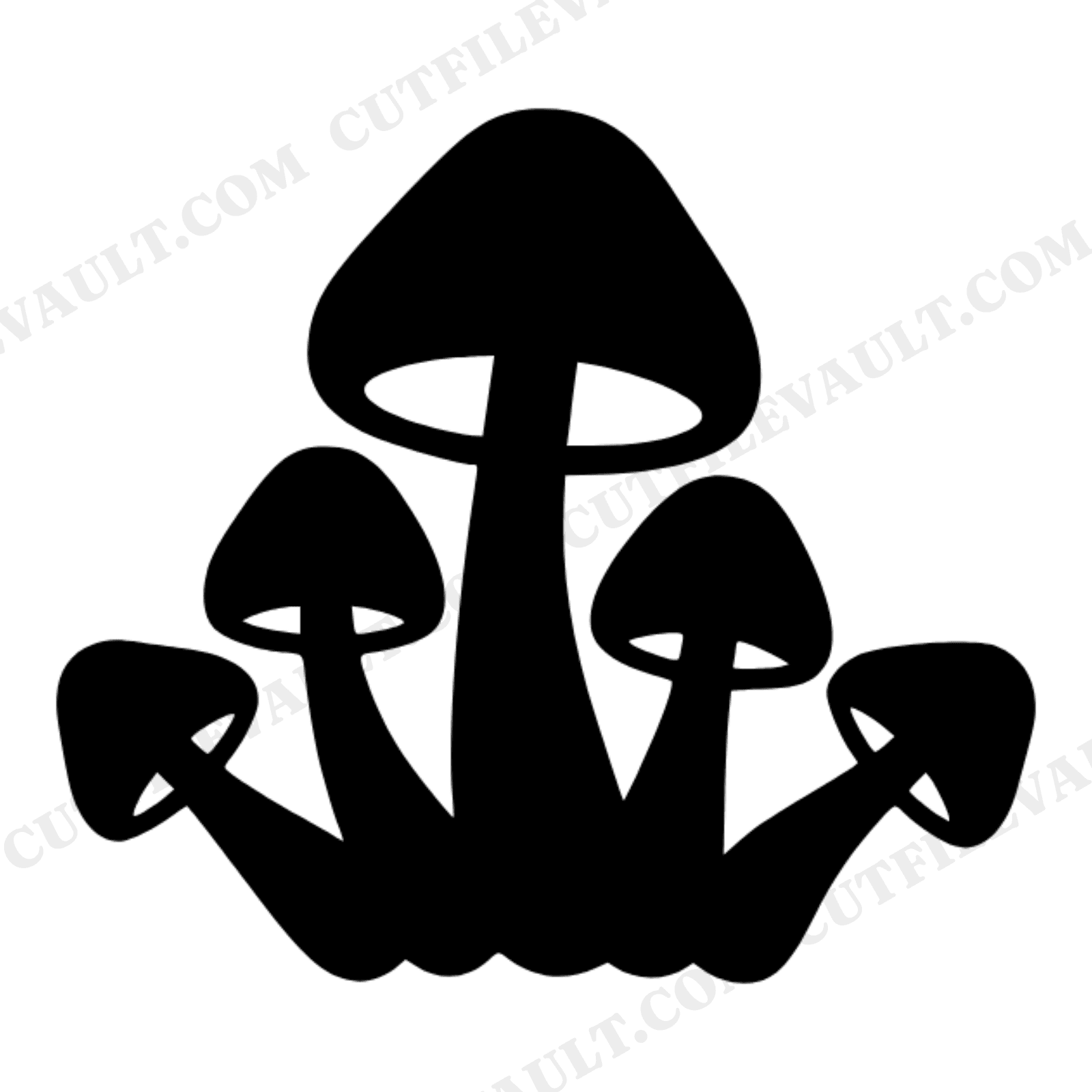 Groovy Retro Toadstool Cluster SVG PNG, Witchy Woodland Mushroom Cut File, 70s Halloween Vinyl Design, view 1