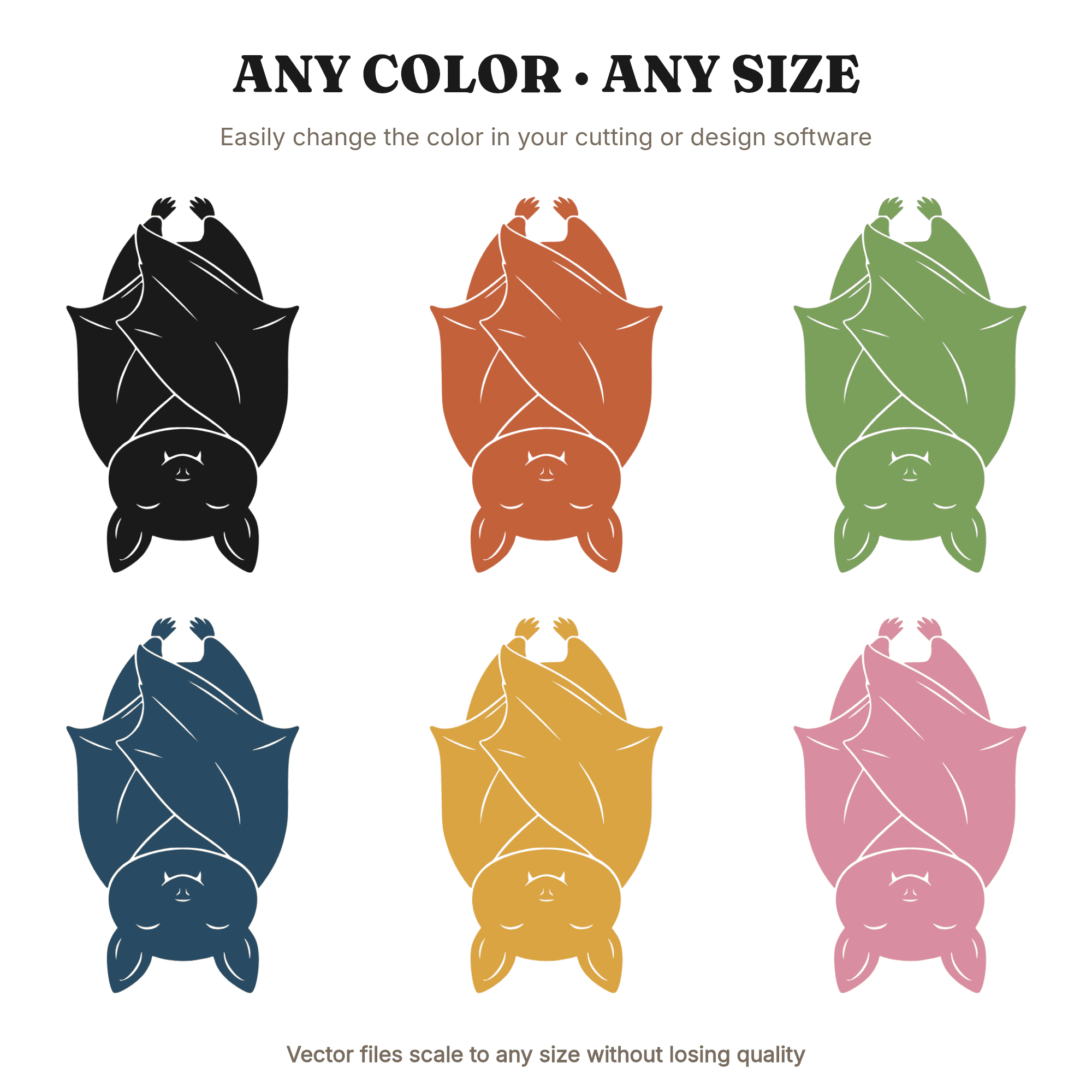 Sleepy Bat SVG PNG, Hanging Upside Down Bat Cut File, Boho Halloween Nursery Wall Art, view 2