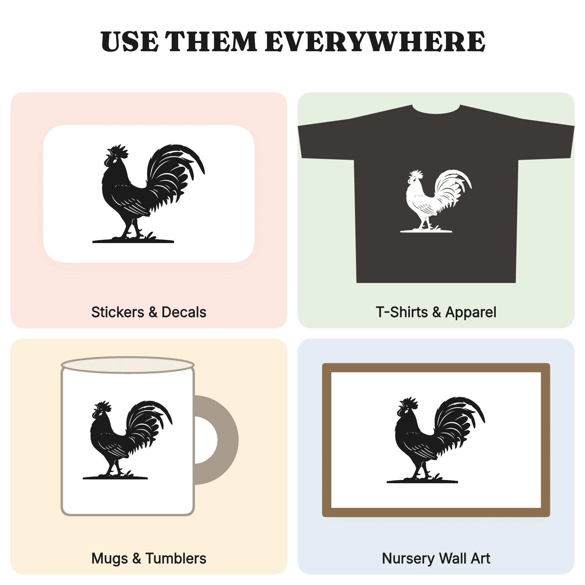 Farmhouse Rooster SVG PNG Thanksgiving Harvest Silhouette Vintage Botanical Cut File Cricut, view 3