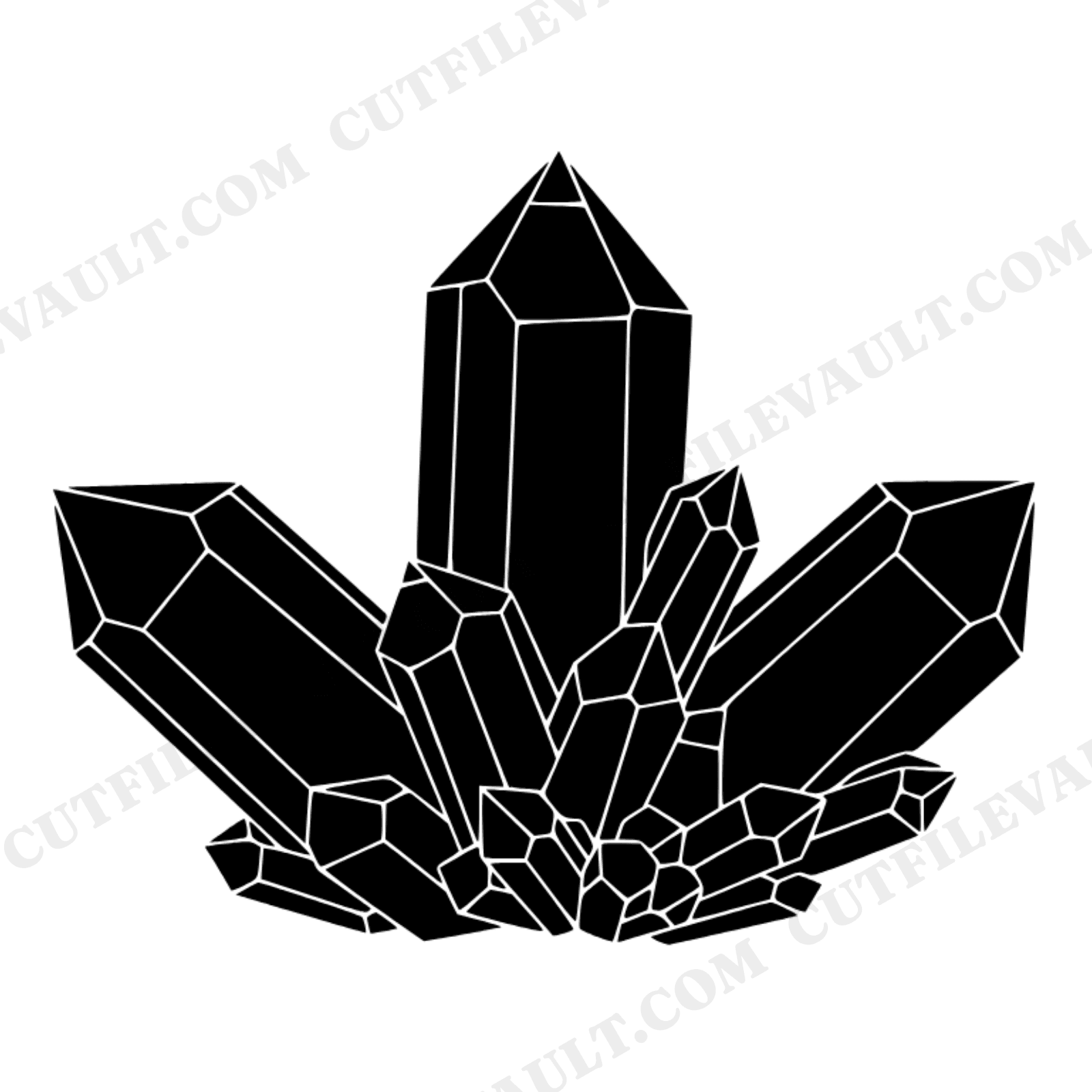 Geometric Crystal Cluster Triangle Formation SVG PNG Cut File Modern Brutalist Mineral Design, view 1