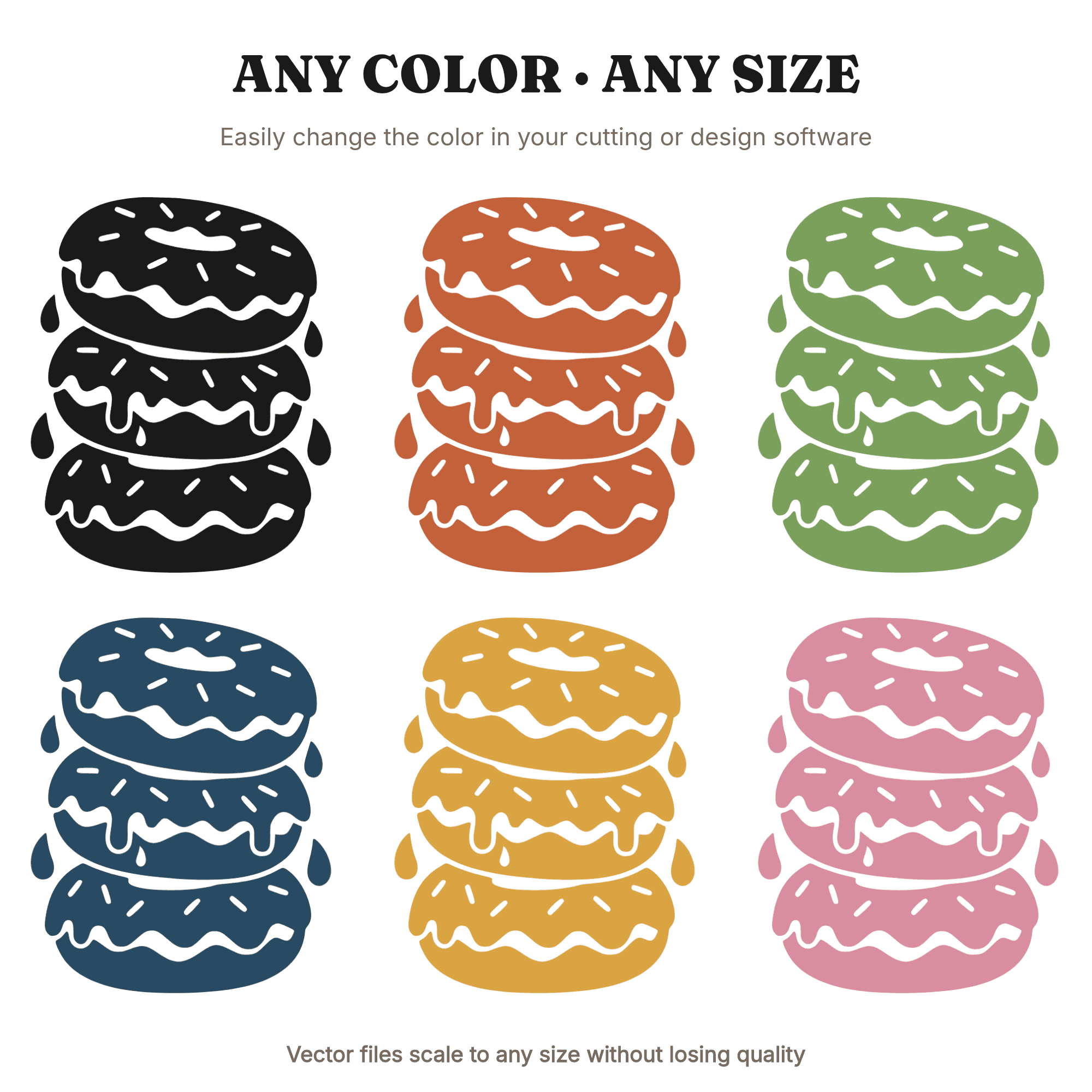Retro Donut Tower SVG PNG Mother's Day 70s Wave Silhouette Cut File for Cricut, view 2
