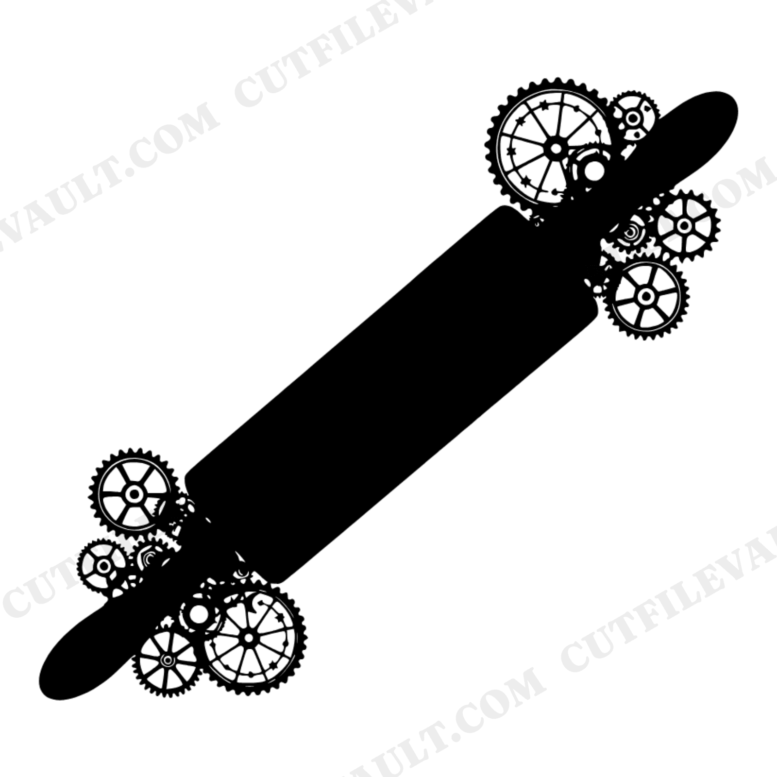 Steampunk Rolling Pin SVG PNG, Celestial Gears Kitchen Cut File, Vintage Halloween Baking Design, view 1